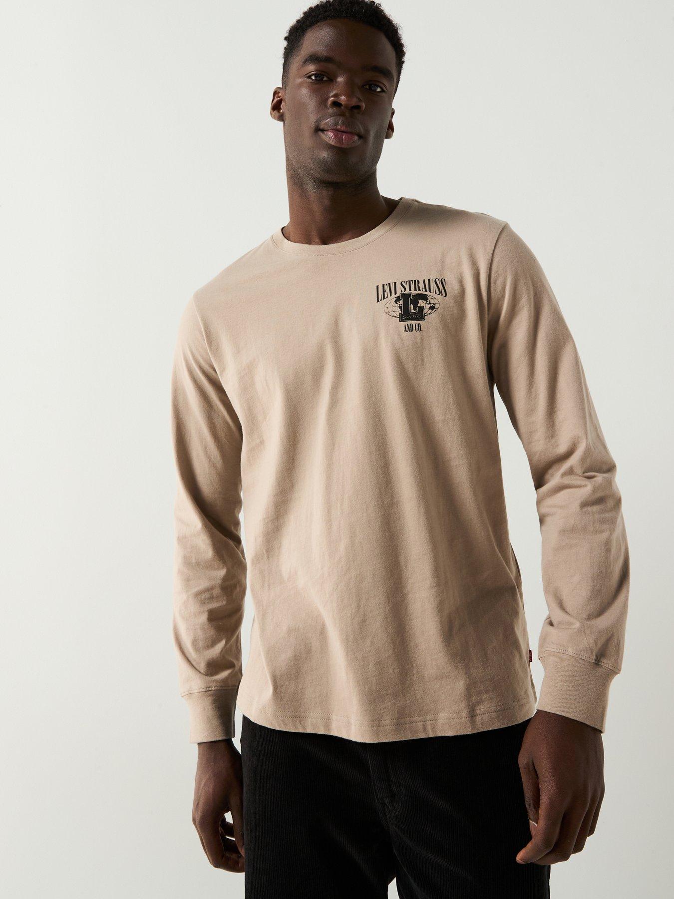 Image 1 of 6 of Levi's Authentic Graphic Back Print Long Sleeve T-Shirt- Brown