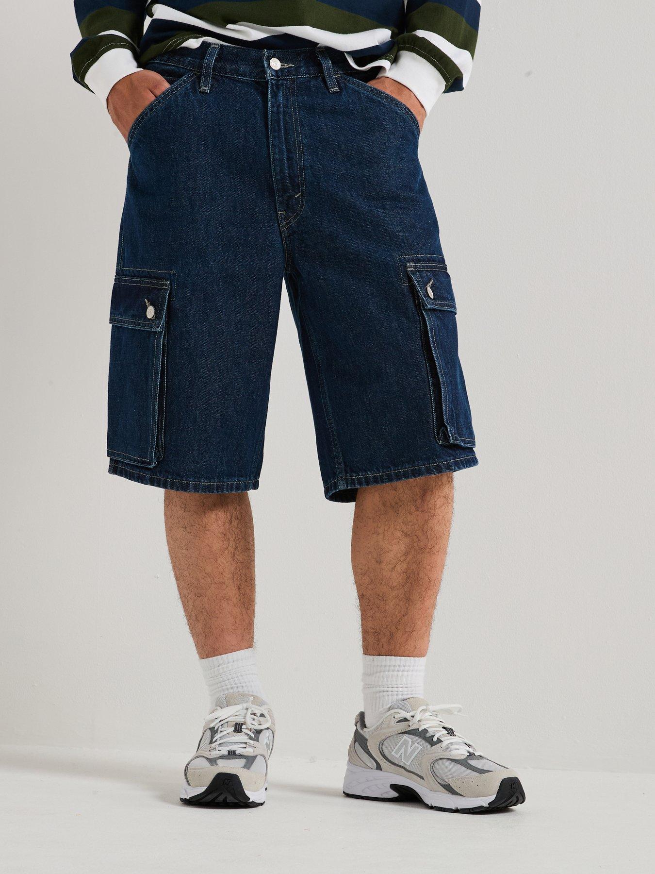 Image 1 of 6 of Levi's 478 Baggy Fit Denim Shorts - Next One Down- Dark Blue
