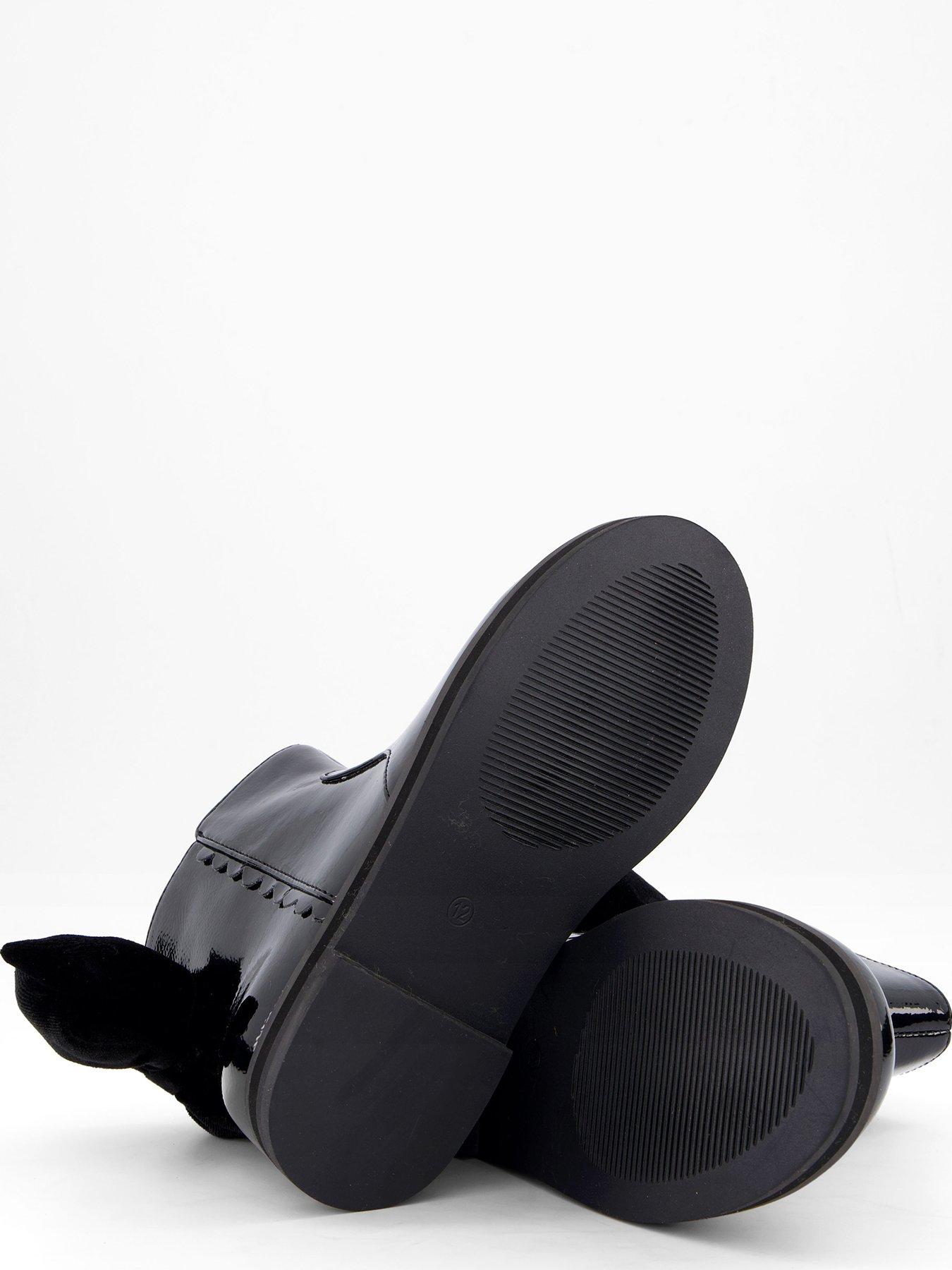  image of the-very-collection-girls-velvet-bow-back-patent-ankle-boot