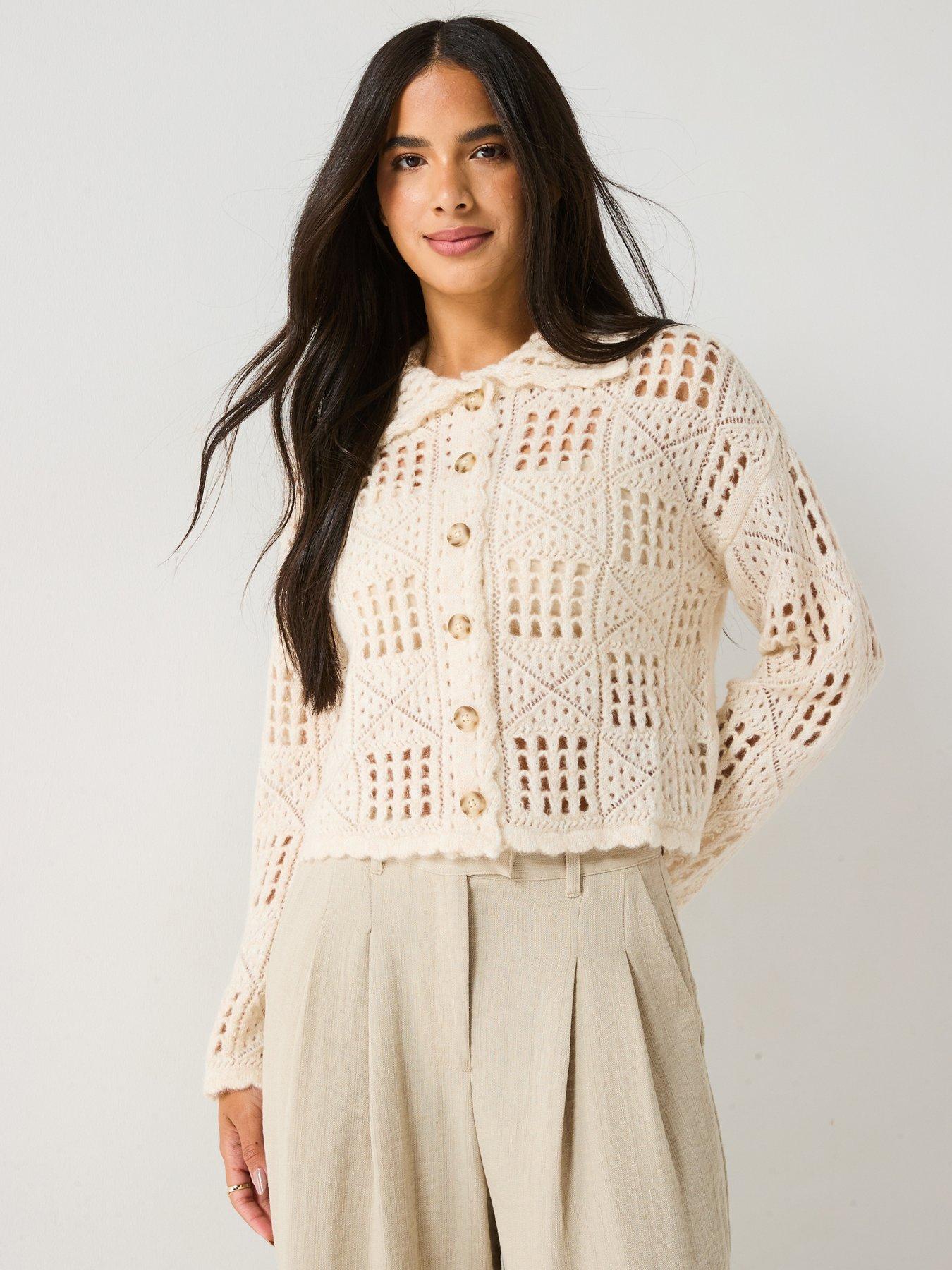 undefined Chroma Long Sleeve Knit Cardigan - Cream