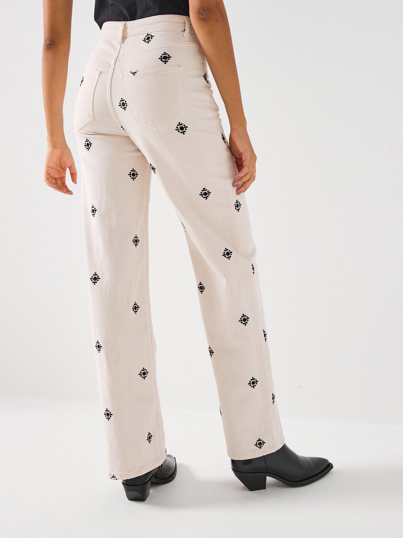  image of vero-moda-vmtessa-wide-embroidered-denim-jeans-ecru
