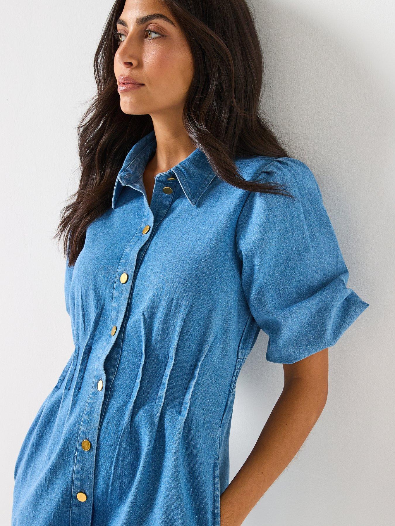  image of vero-moda-cassidy-denim-mini-denim-dress-blue