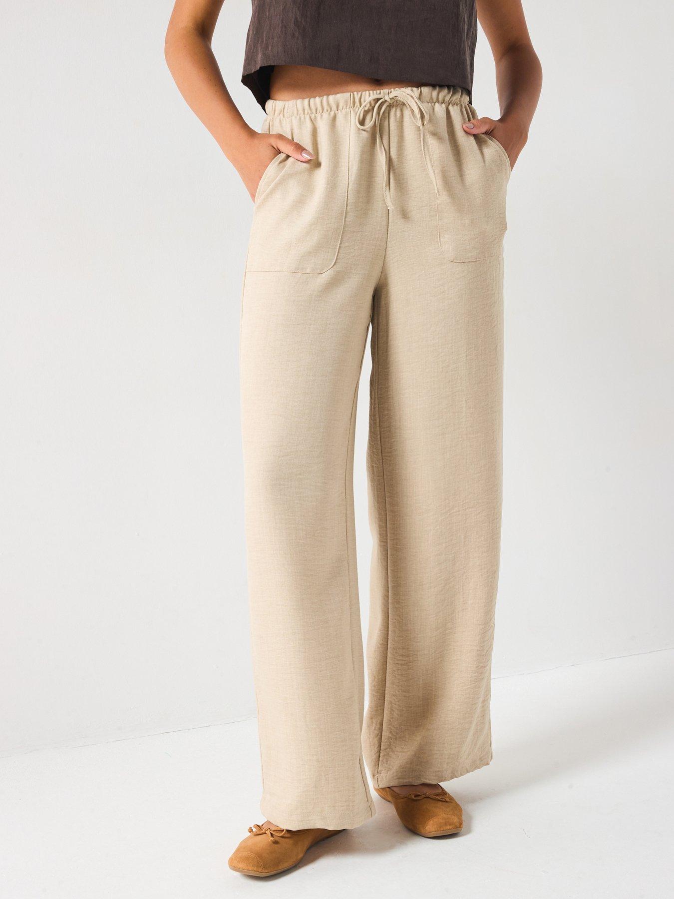 undefined Melaney High Waist Loose Trouser- Beige