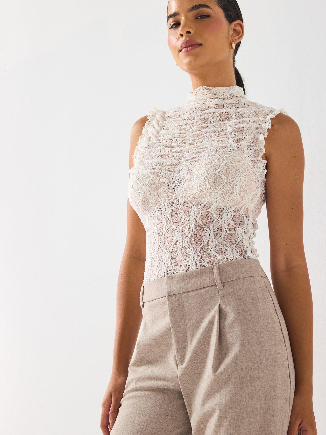 Image 1 of 6 of Vero Moda High Neck Top - White