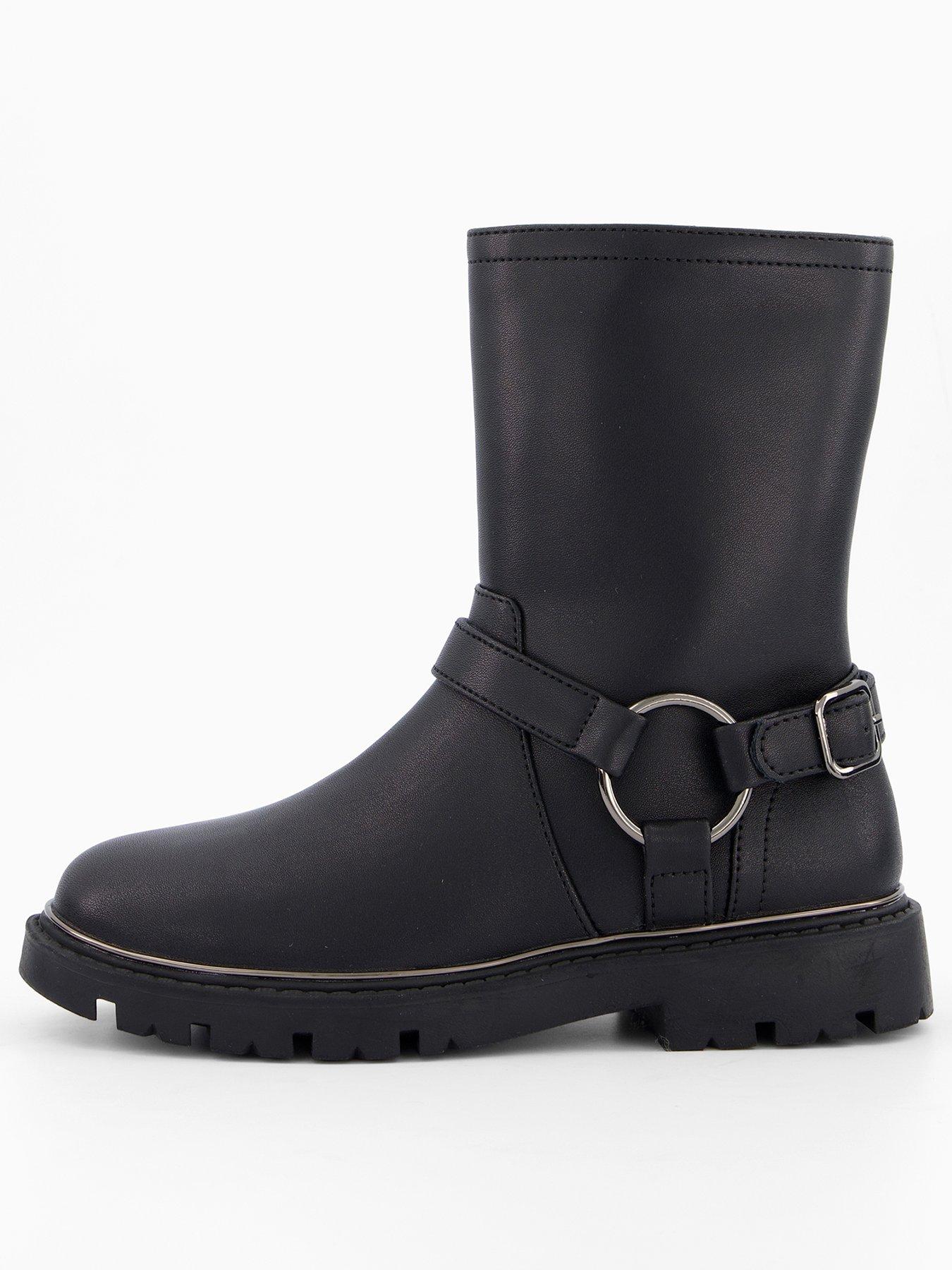The Very Collection Girls Buckle Stirrup Biker Boot - Black