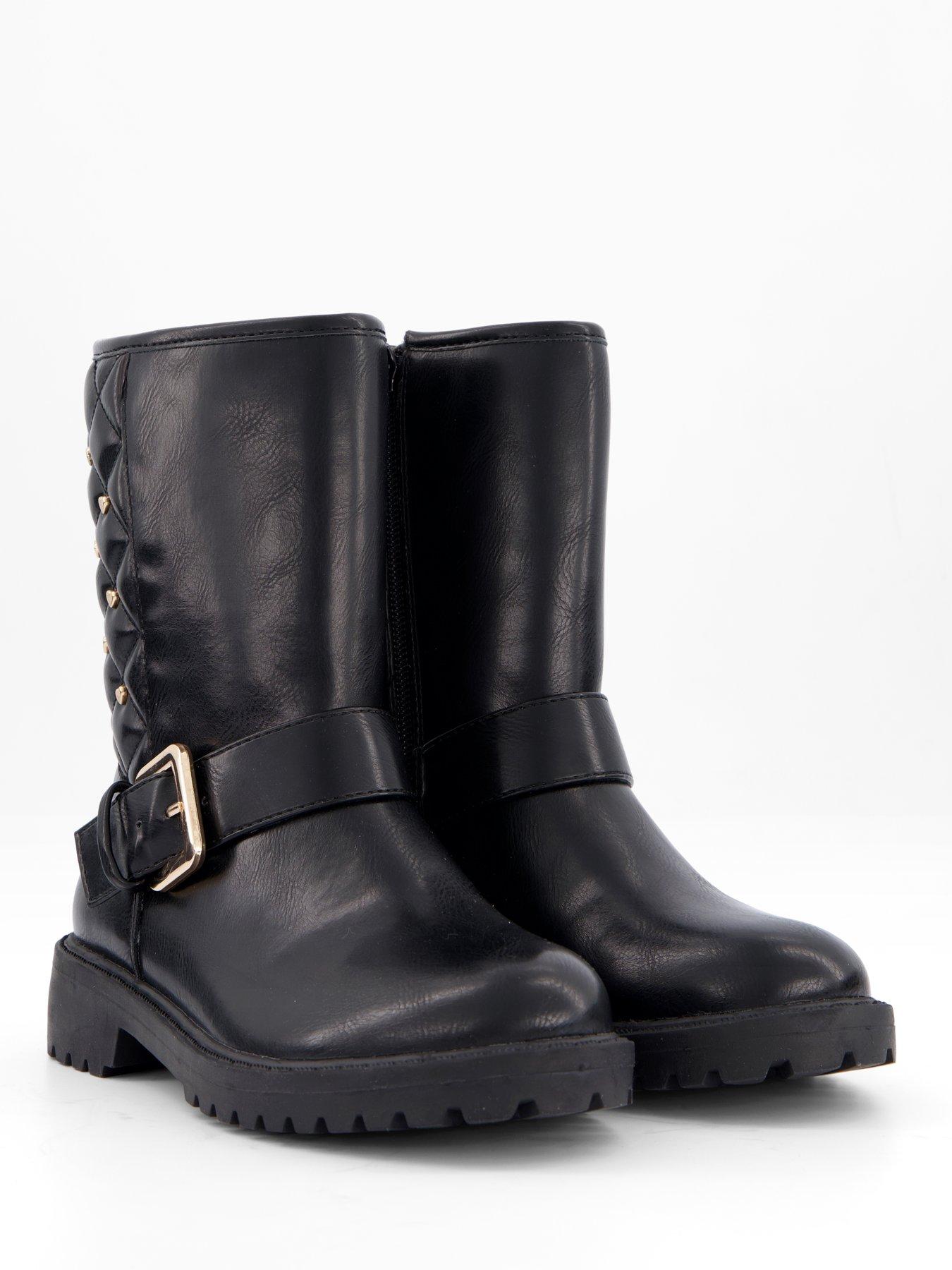Image 6 of 7 of V by Very Heart Stud Biker Boot - Black