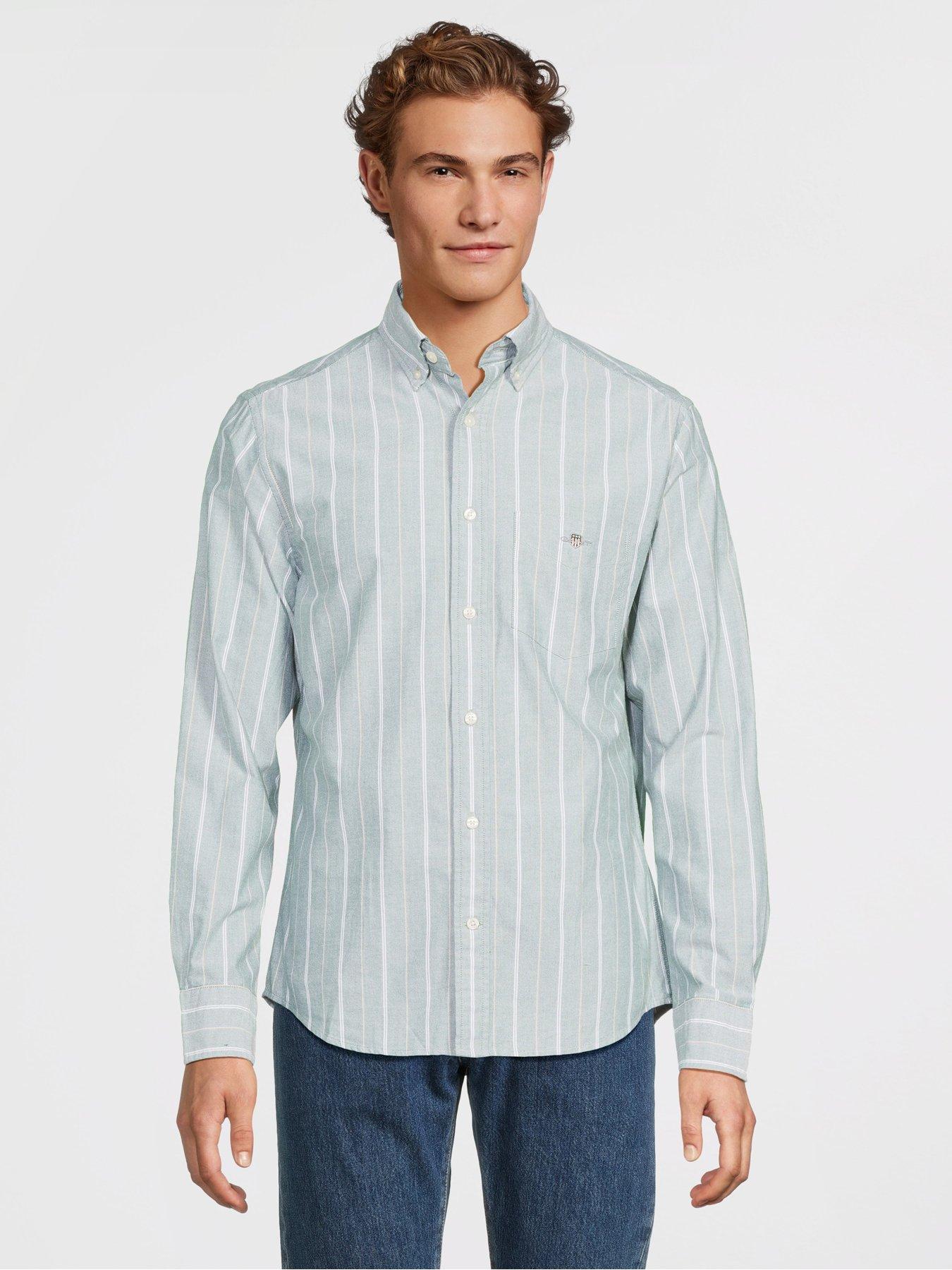 undefined Regular Fit Classic Striped Oxford Long Sleeve Shirt - Green
