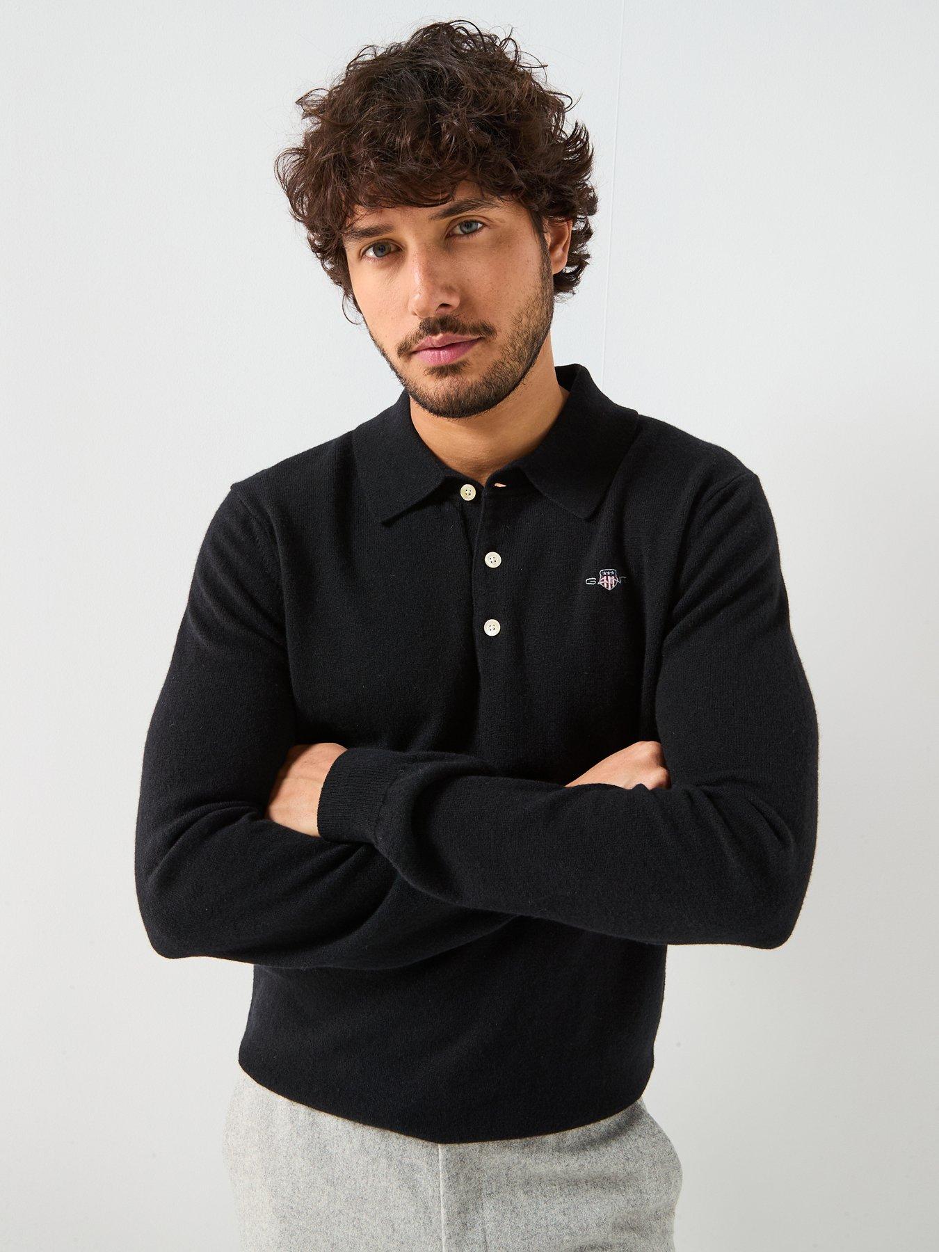 GANT Gant Knitted Button Down Long Sleeve Polo Shirt