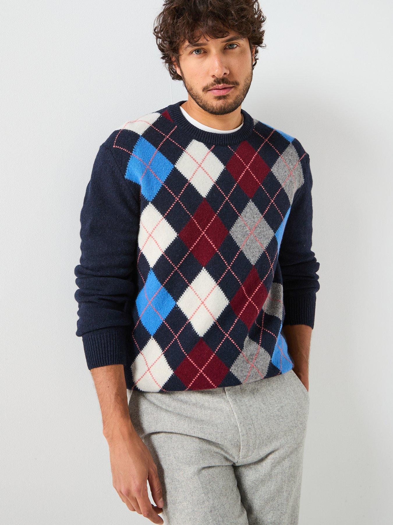 GANT Argyle Crew Knitted Jumper - Dark Grey