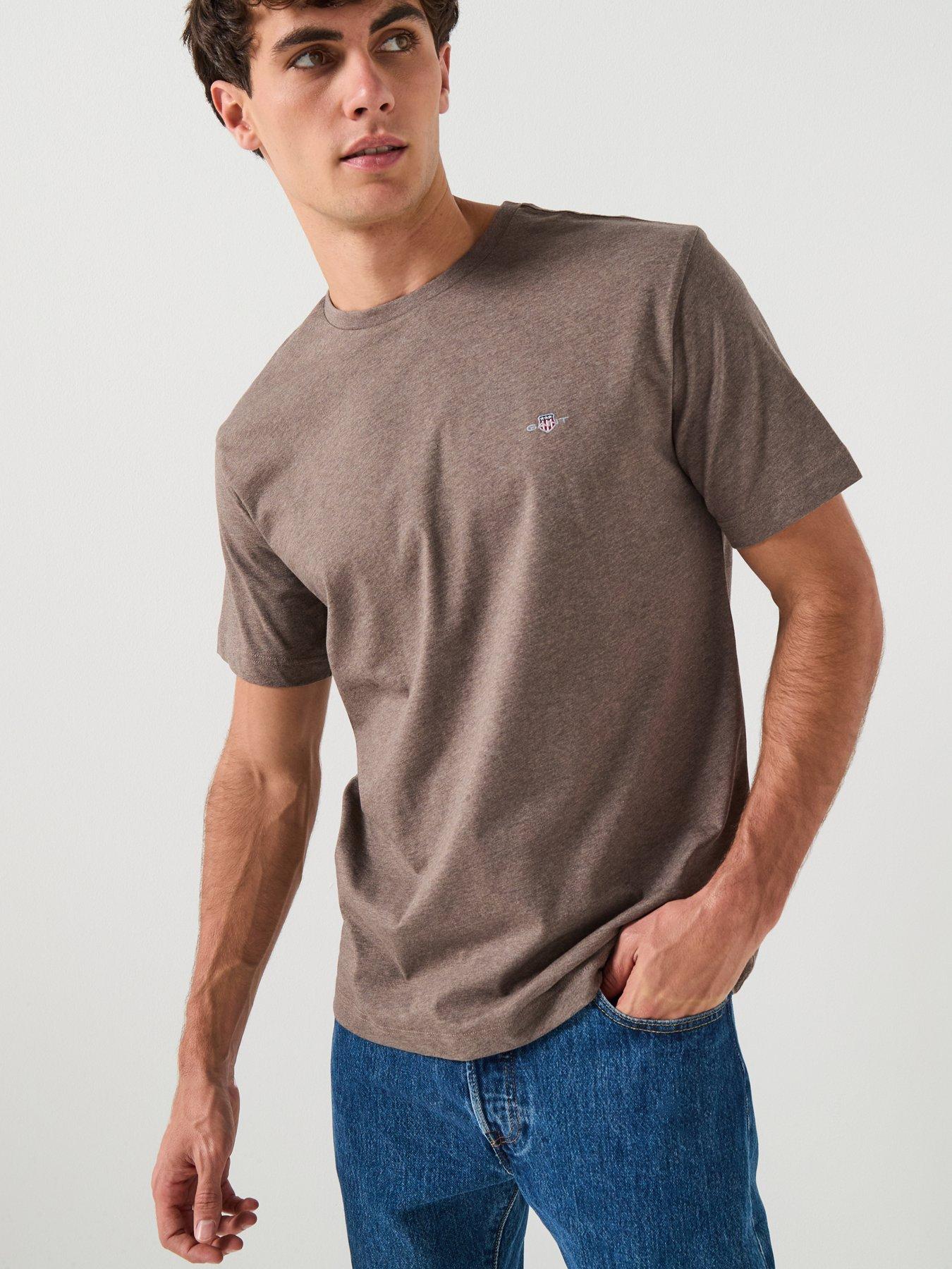  image of gant-regular-fit-shield-t-shirt-brown