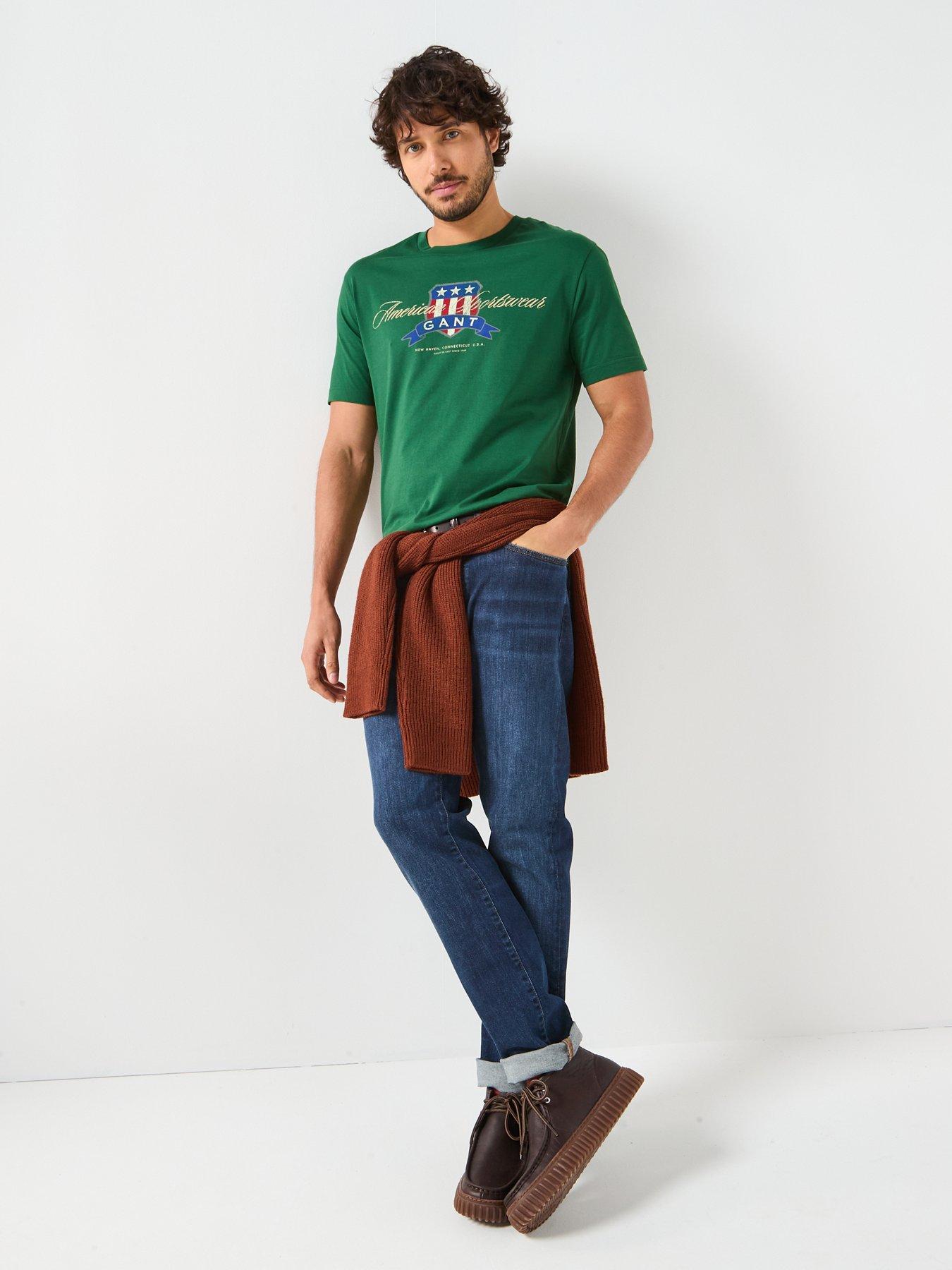  image of gant-vintage-logo-graphic-t-shirt-green