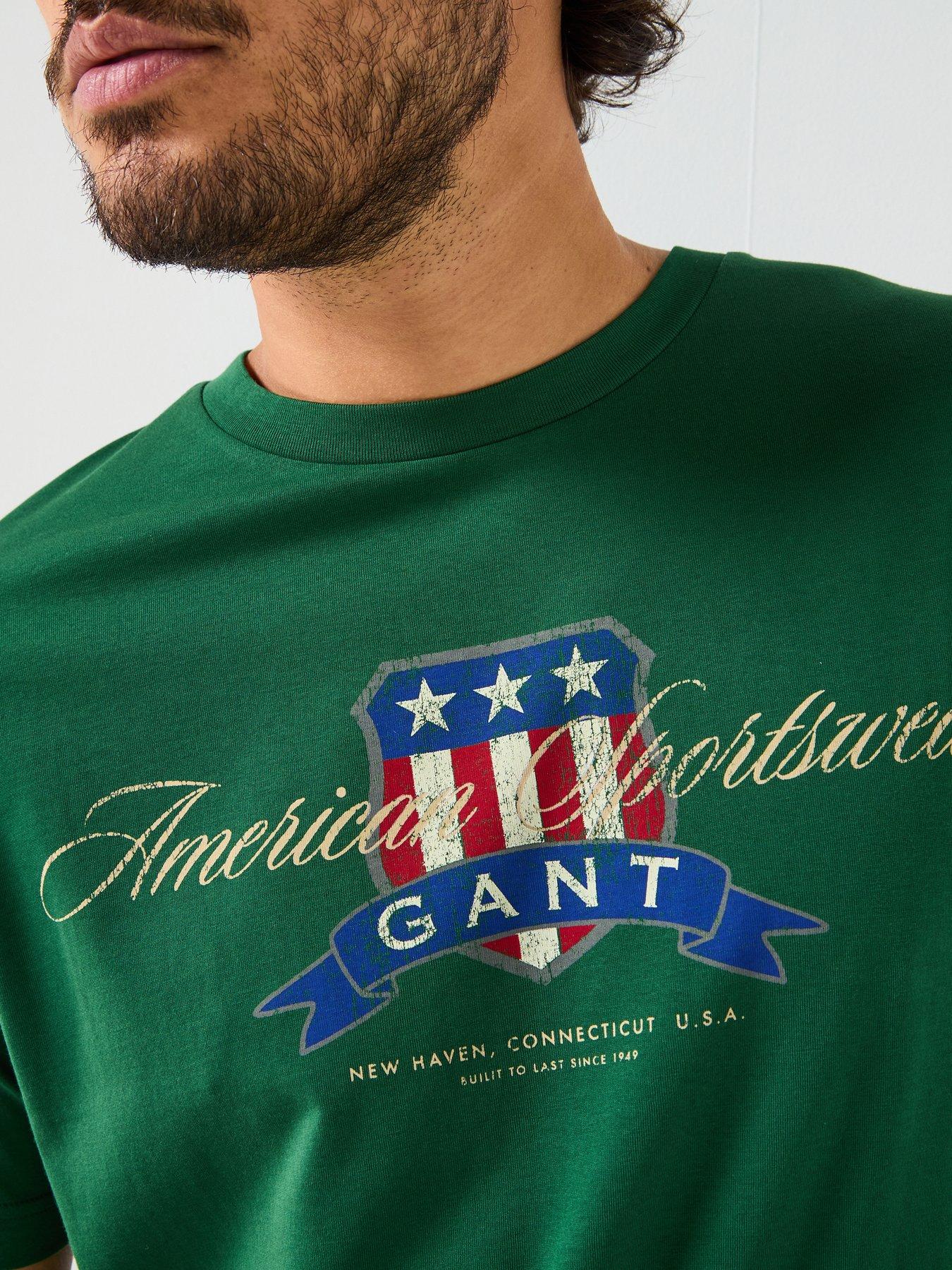  image of gant-vintage-logo-graphic-t-shirt-green