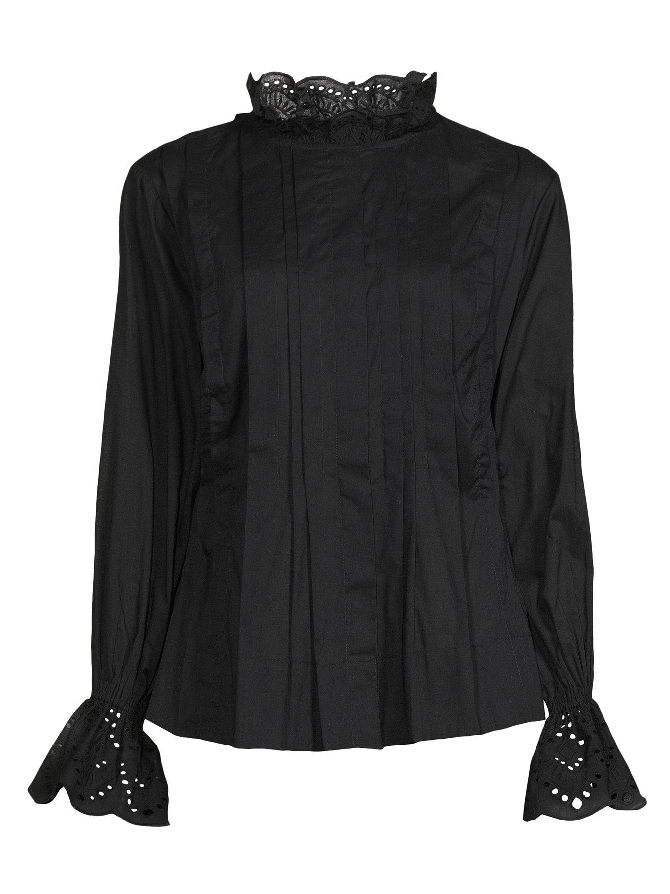 Image 7 of 7 of The Very Collection Broderie Pleated Blouse - Black