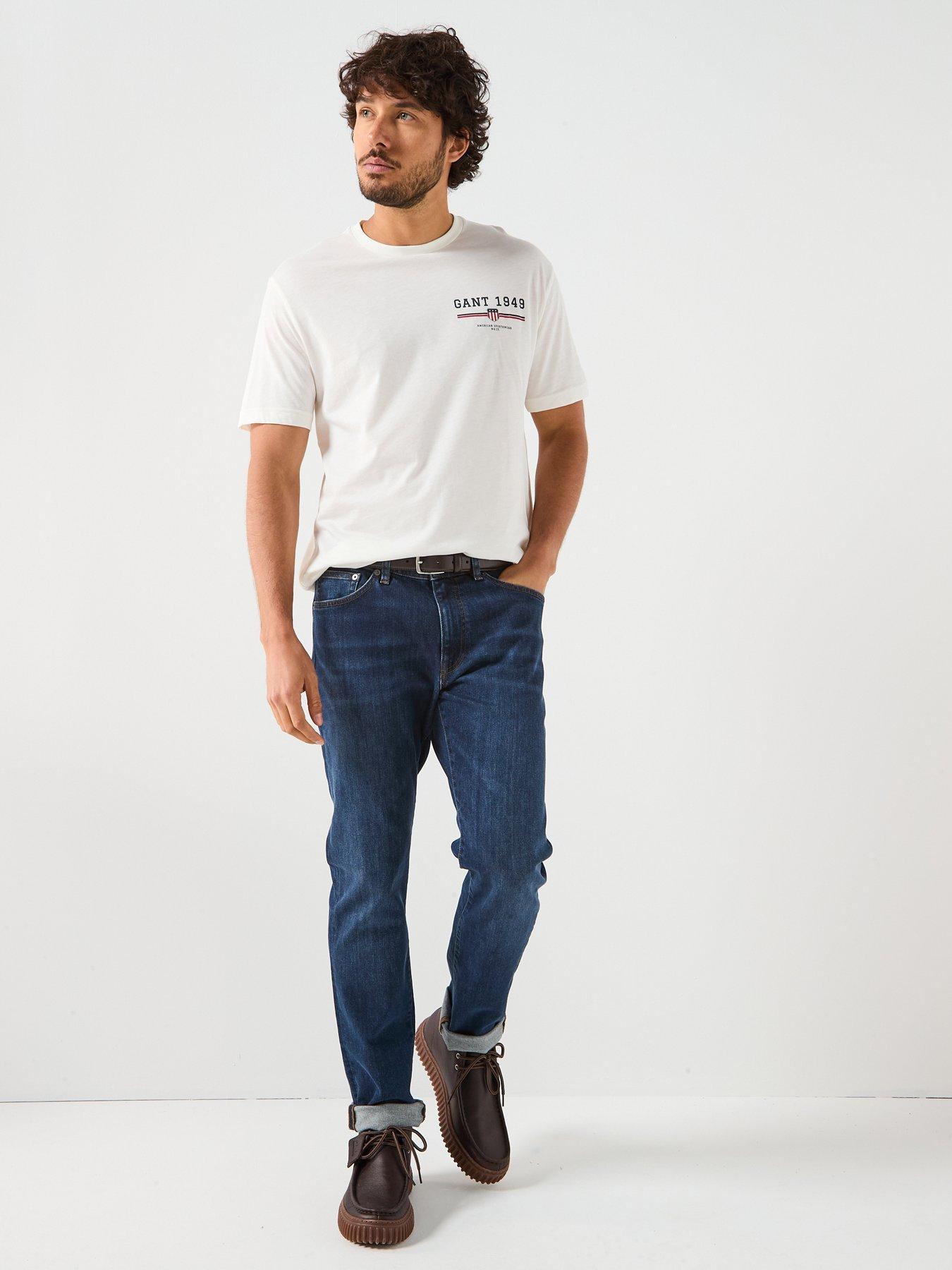 Image 3 of 6 of GANT Regular Fit Small Linear Chest Logo T-Shirt - Beige