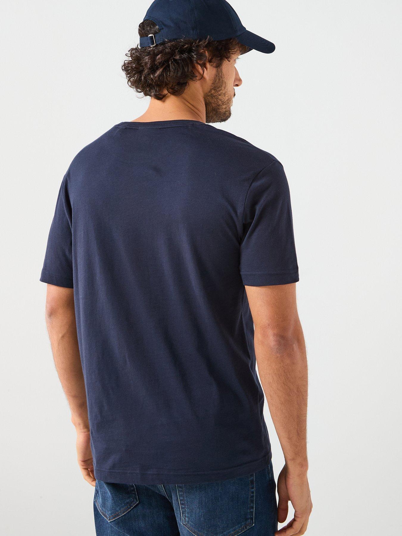 Image 2 of 5 of GANT Small Linear Chest Logo T-Shirt - Navy