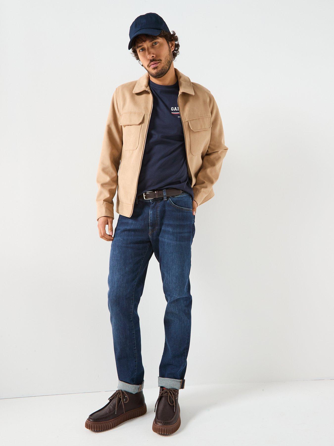 Image 3 of 5 of GANT Small Linear Chest Logo T-Shirt - Navy