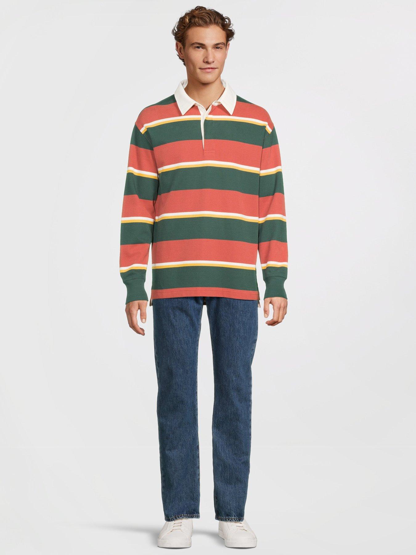 Image 3 of 6 of GANT Striped Heavy Rugger Long Sleeve Polo Shirt - Orange