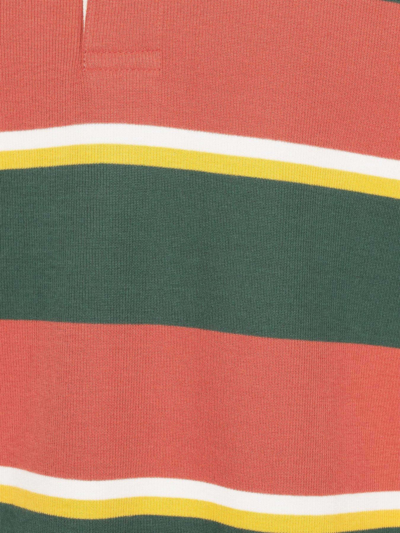 Image 5 of 6 of GANT Striped Heavy Rugger Long Sleeve Polo Shirt - Orange