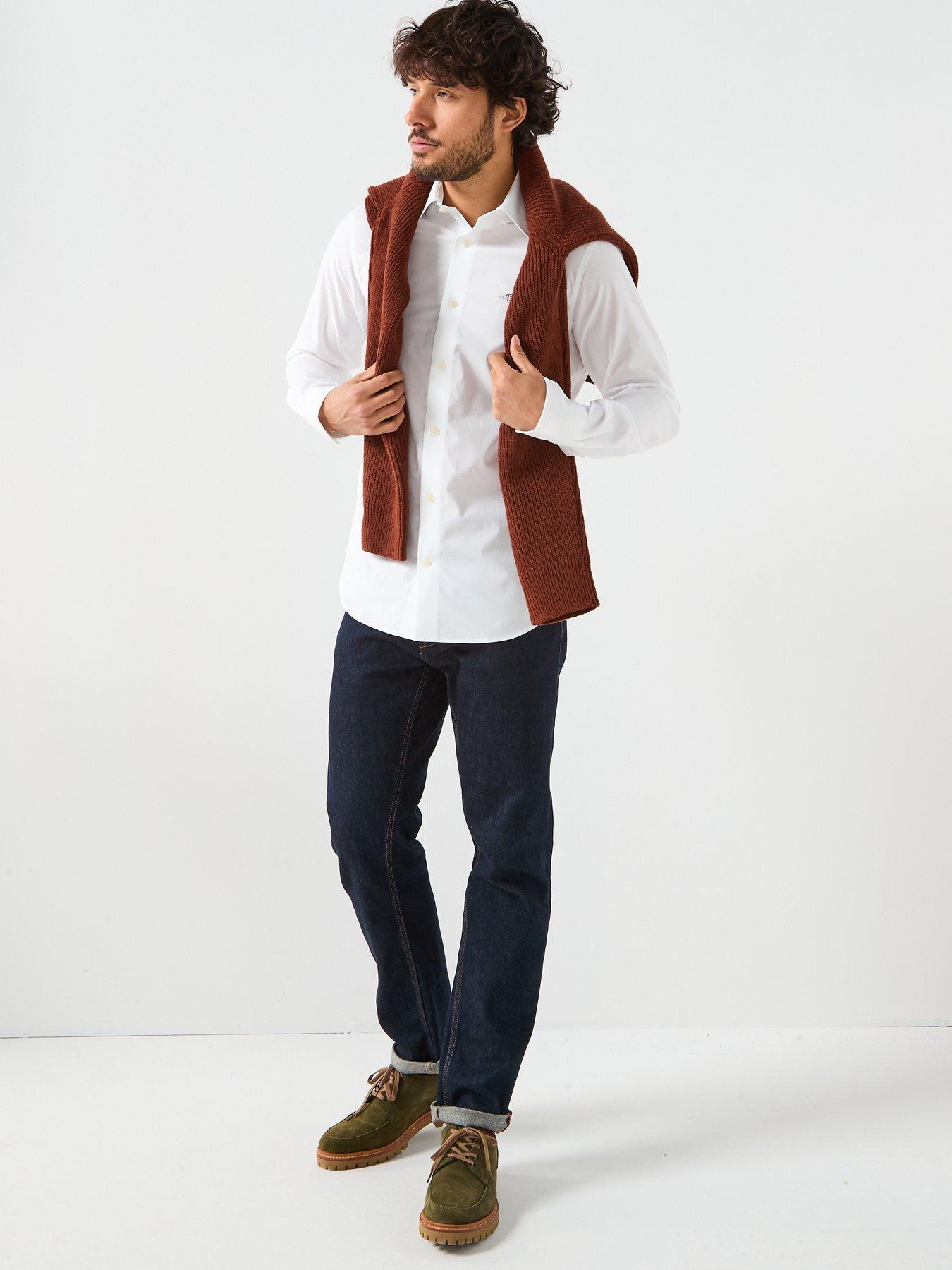  image of gant-slim-fit-poplin-long-sleeve-shirt-white