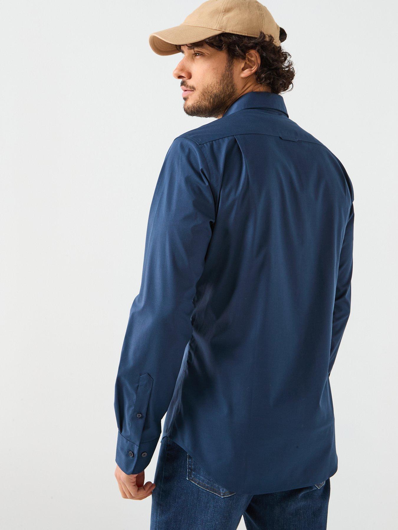 stillFront image of gant-slim-fit-poplin-long-sleeve-shirt-navy