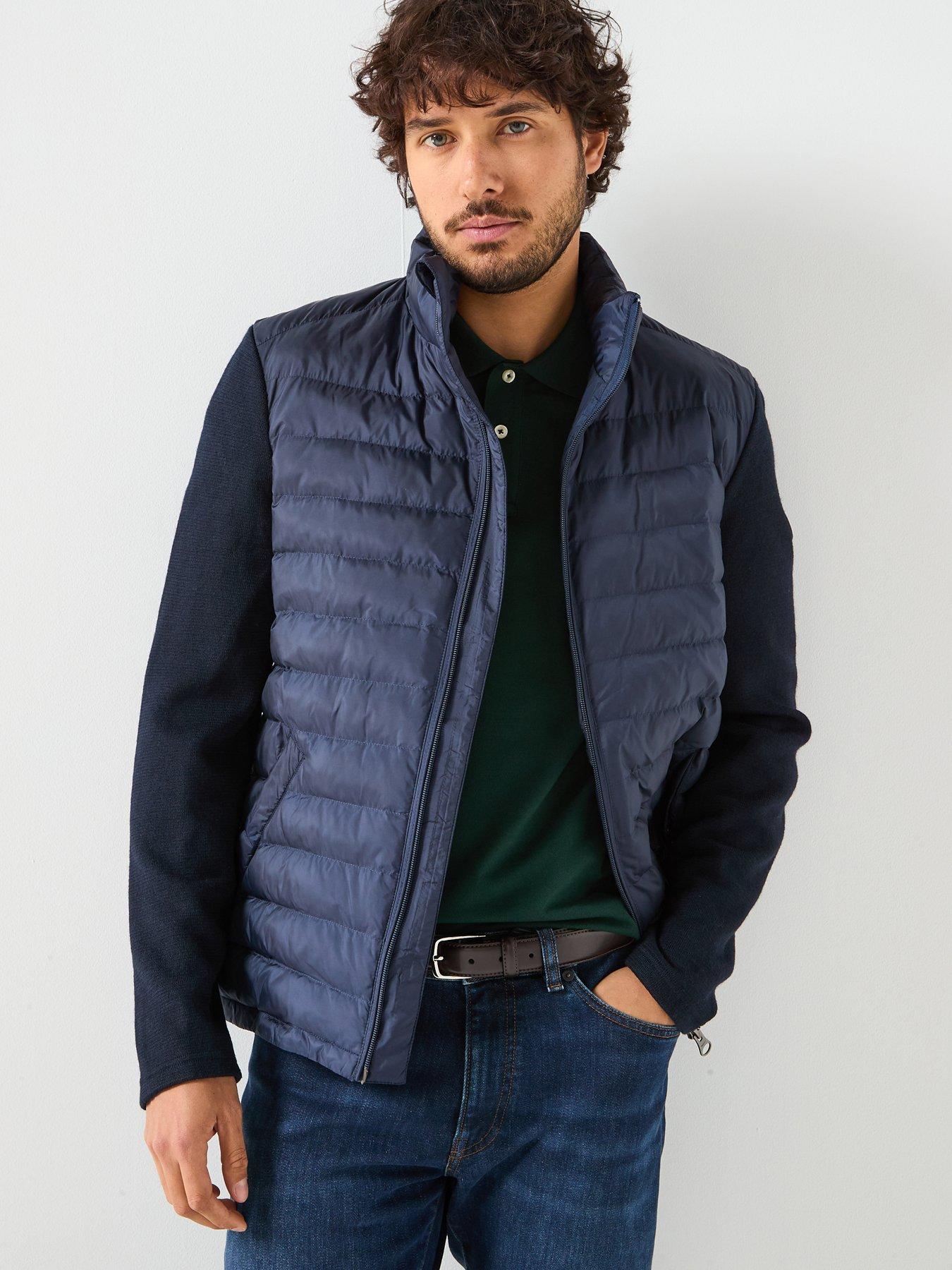 GANT Mixed Media Zip Through Padded Jacket - Navy