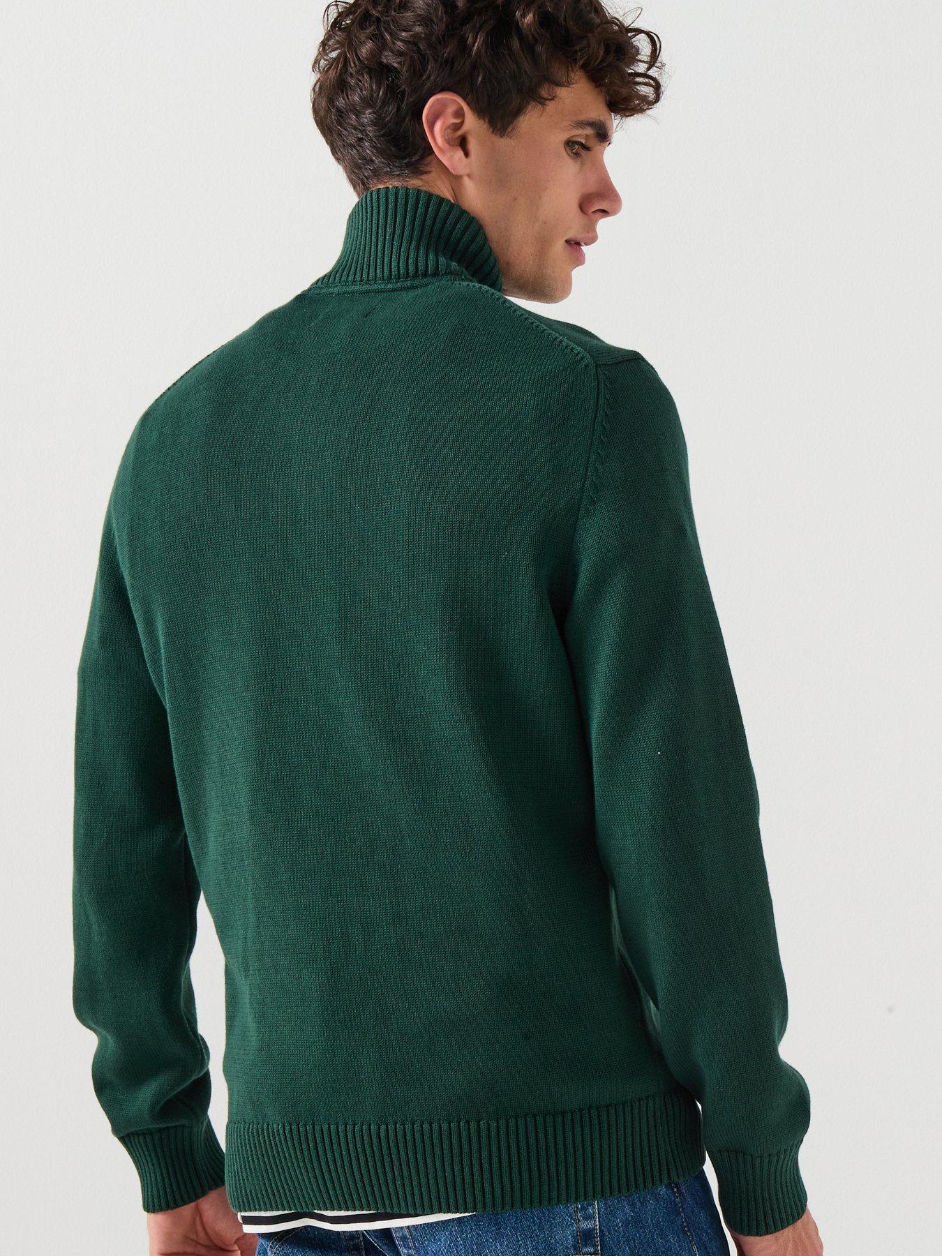 stillFront image of gant-casual-cotton-14-zip-knitted-jumper-green