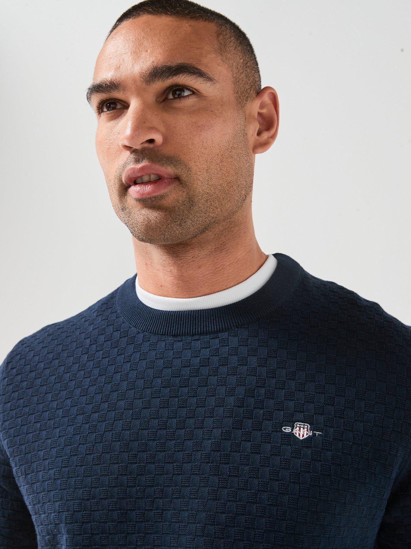 Image 5 of 5 of GANT Micro Textured Crew Knitted Jumper - Navy