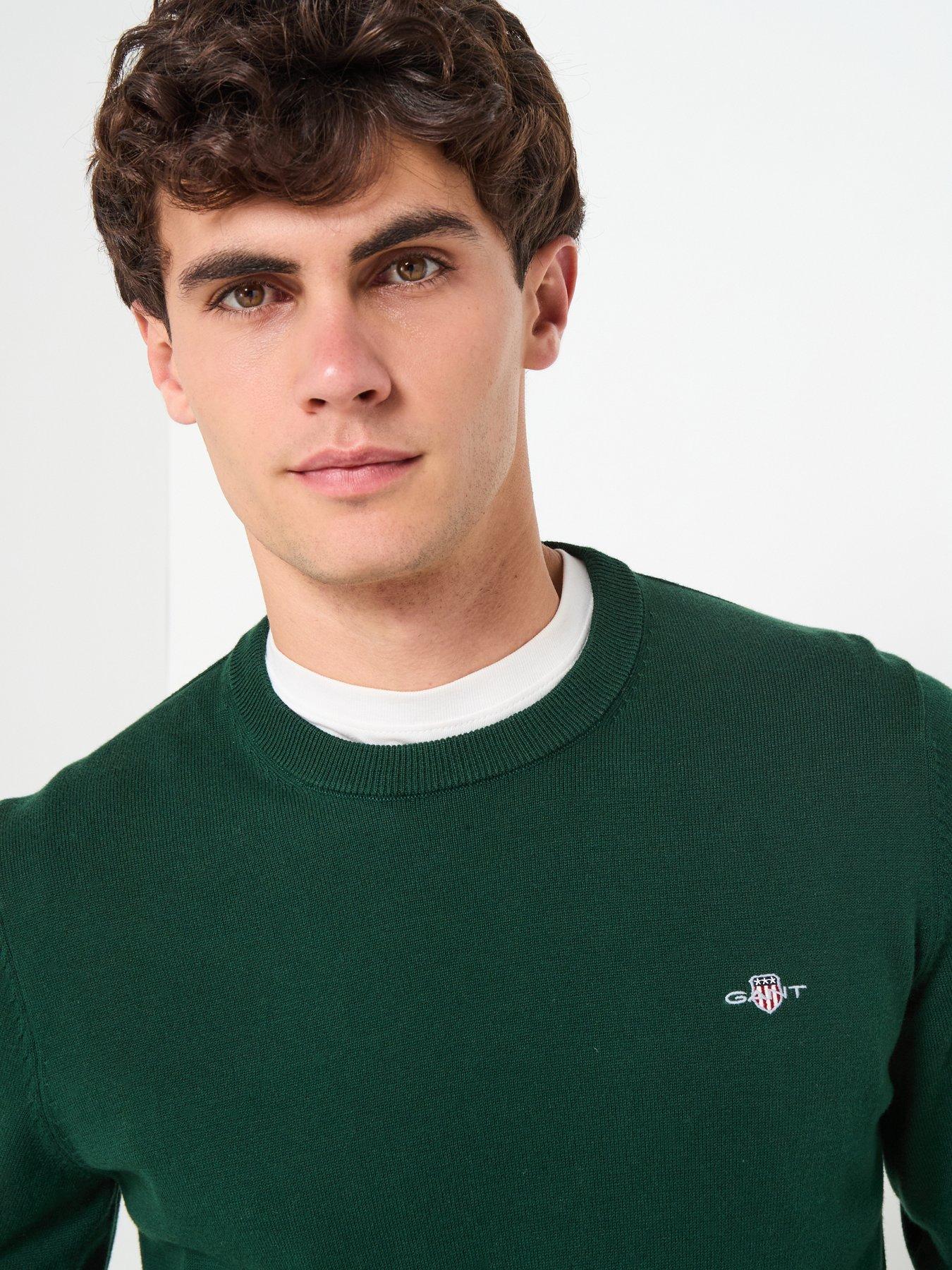  image of gant-cottonwool-crew-knitted-jumper-green