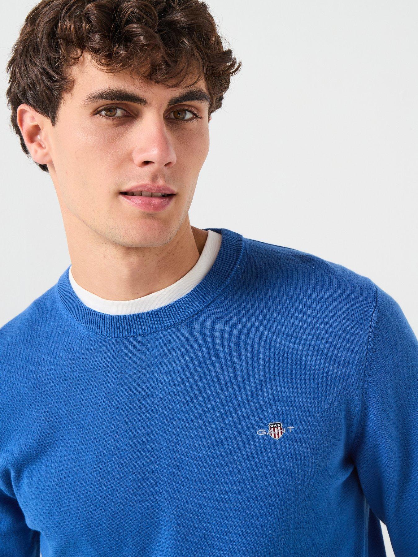 image of gant-cottonwool-crew-knitted-jumper-blue