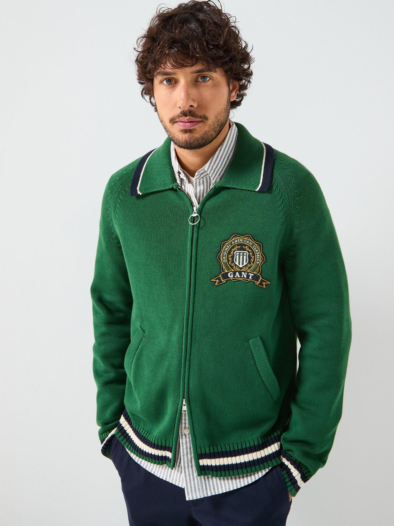 GANT Gant Regular Fit Crested Zip Through Knitted Cardigan