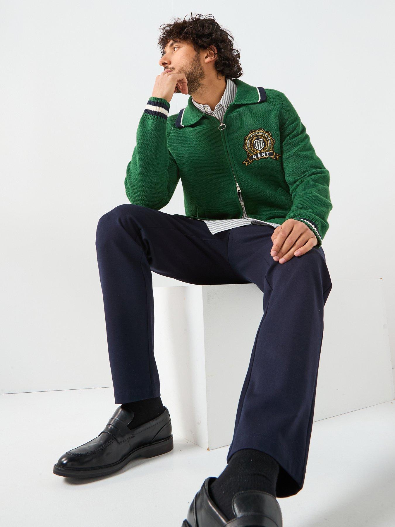 Image 5 of 6 of GANT Regular Fit Crested Zip Through Knitted Cardigan - Green