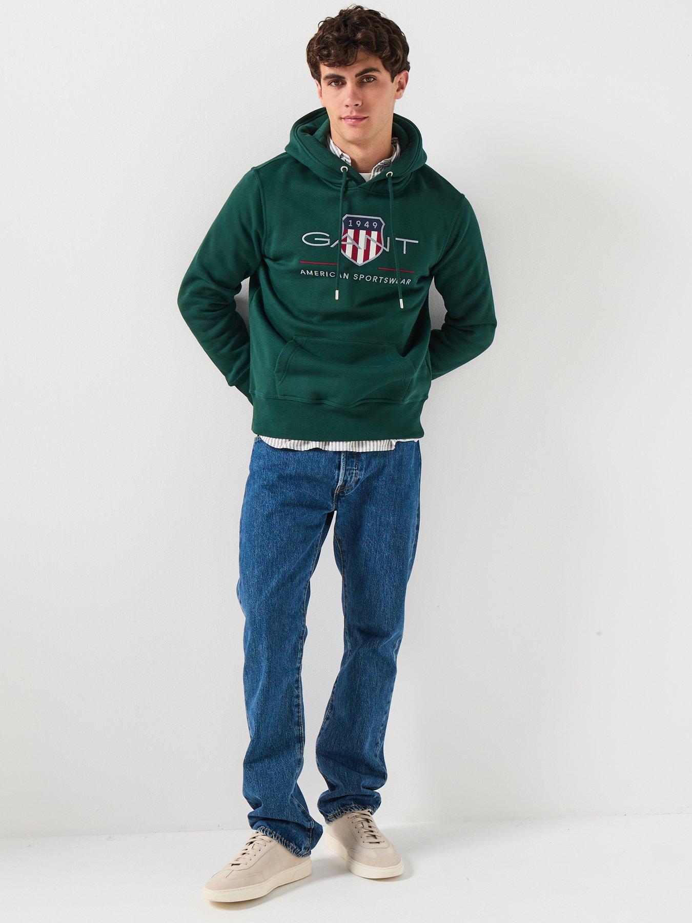  image of gant-logo-overhead-hoodie-green