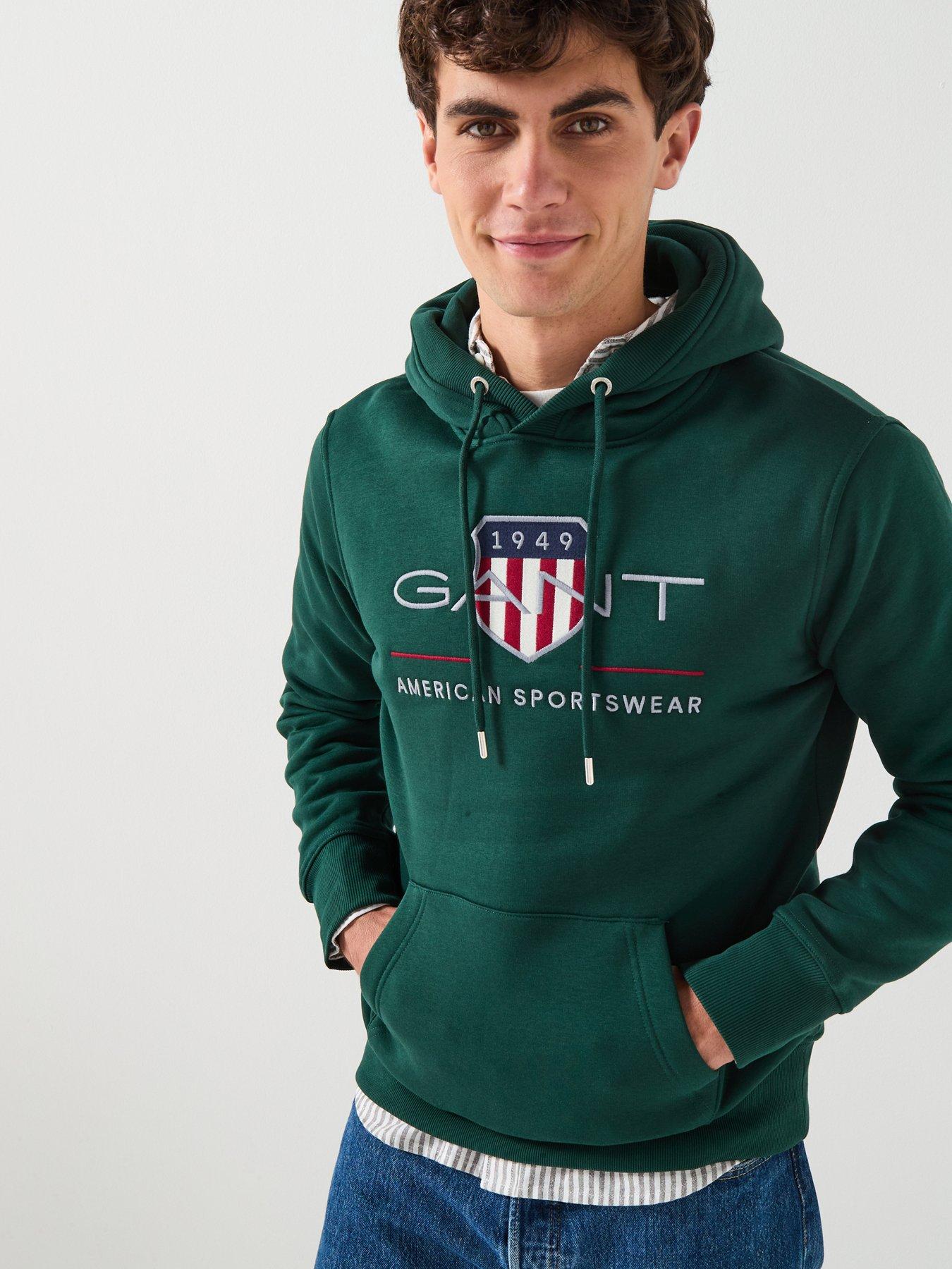  image of gant-logo-overhead-hoodie-green