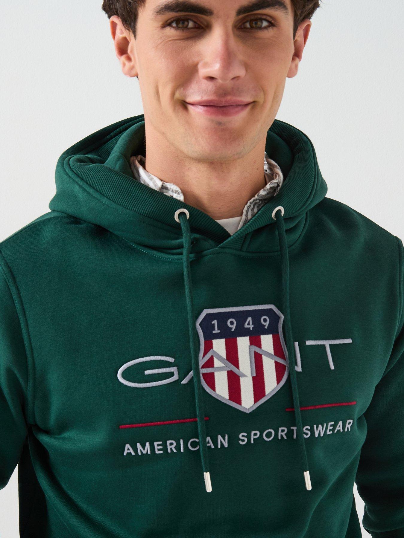  image of gant-logo-overhead-hoodie-green