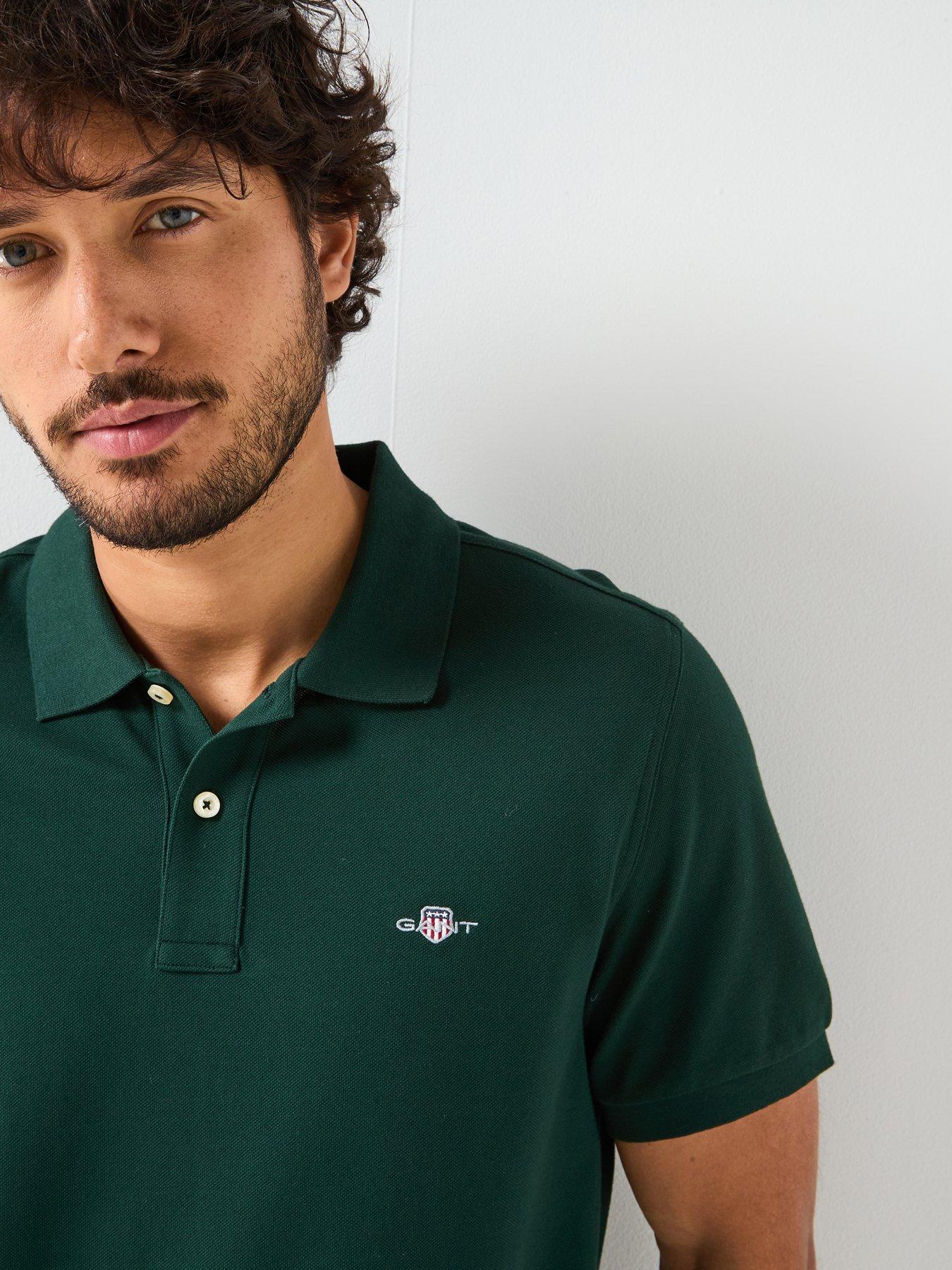 image of gant-regular-fit-shield-pique-polo-shirt-green