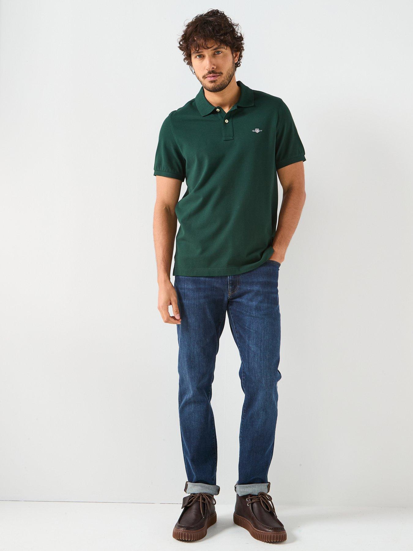  image of gant-regular-fit-shield-pique-polo-shirt-green
