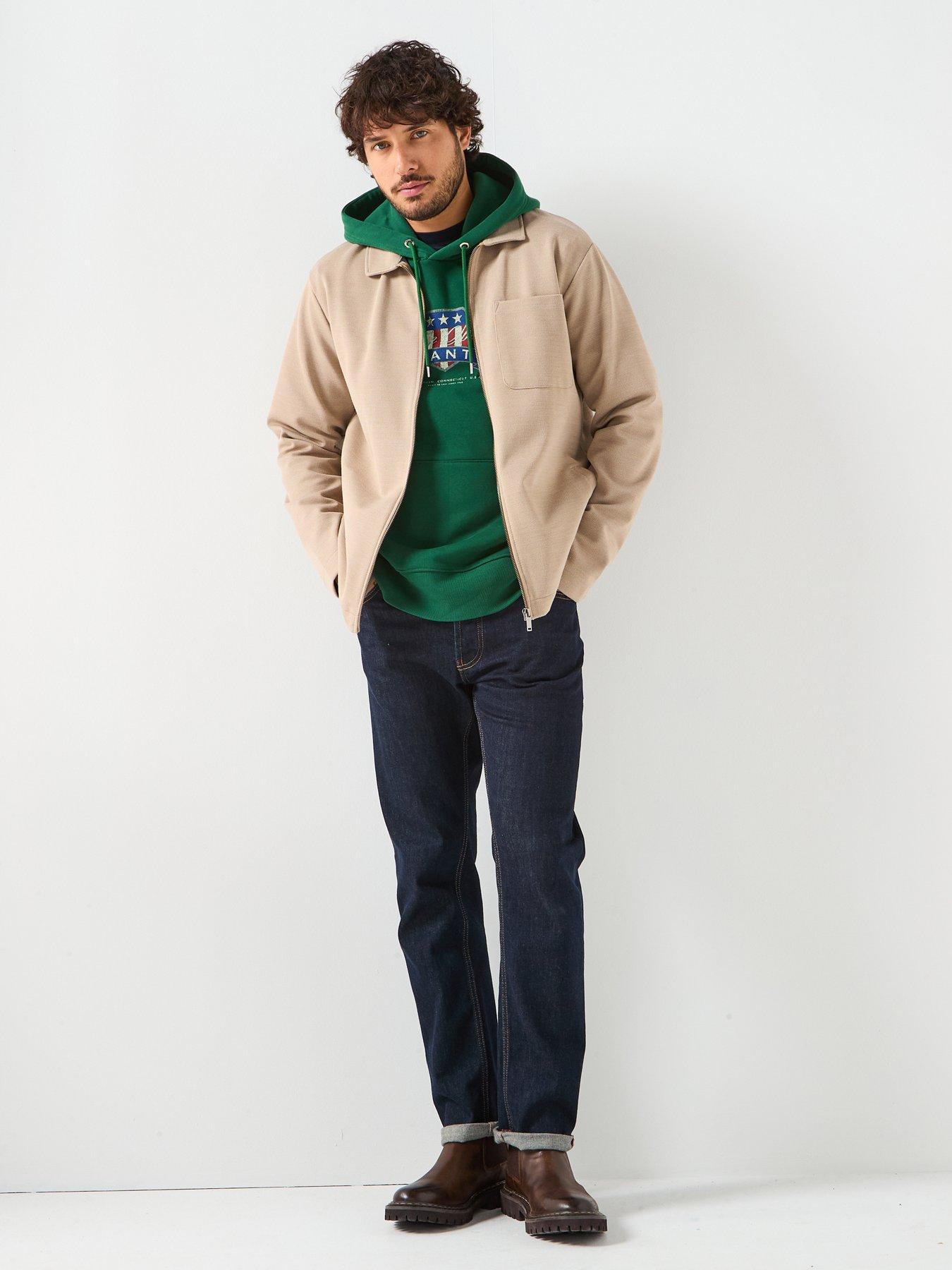  image of gant-vintage-logo-graphic-overhead-hoodie-green