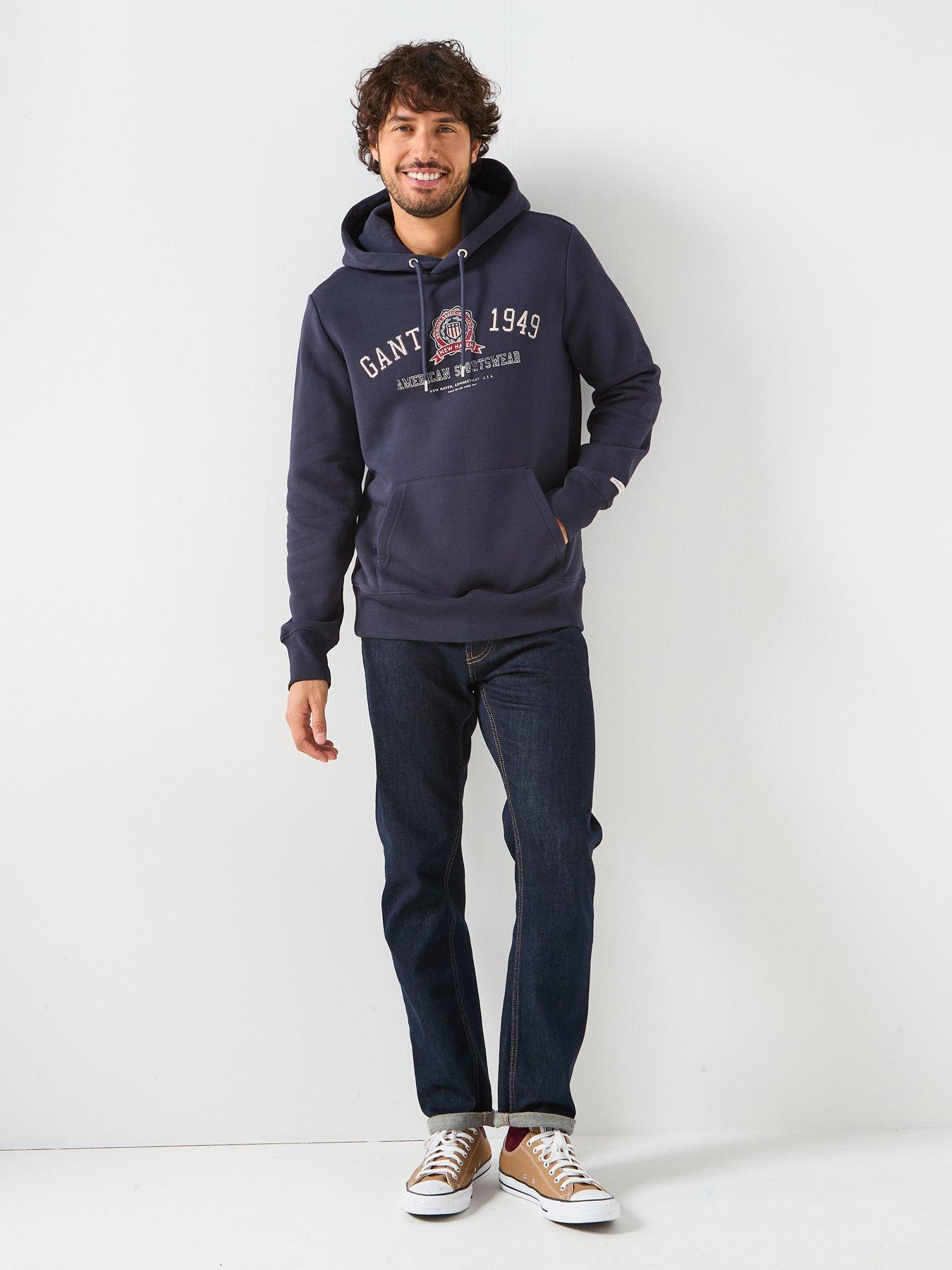  image of gant-vintage-logo-graphic-overhead-hoodie-navy