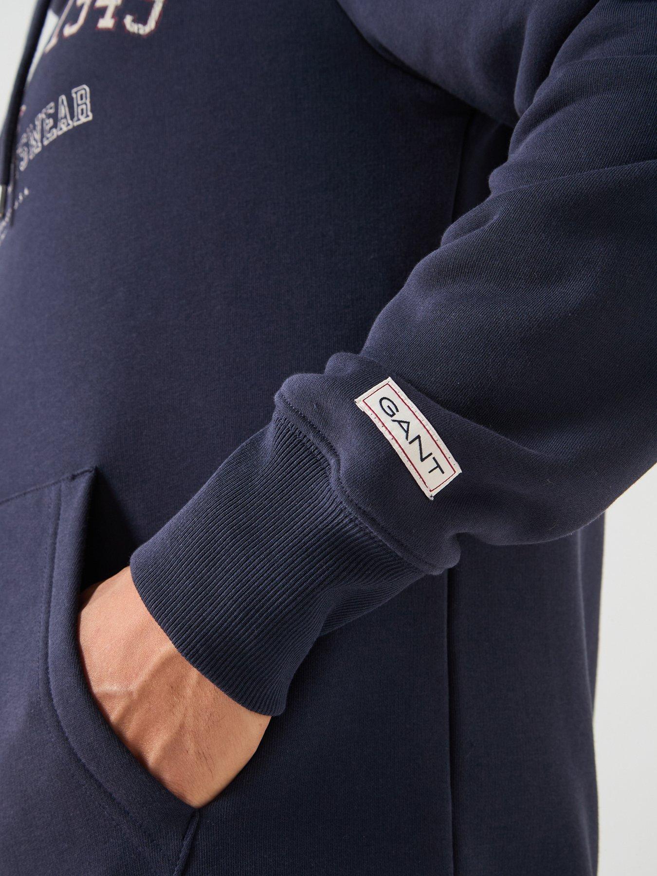  image of gant-vintage-logo-graphic-overhead-hoodie-navy