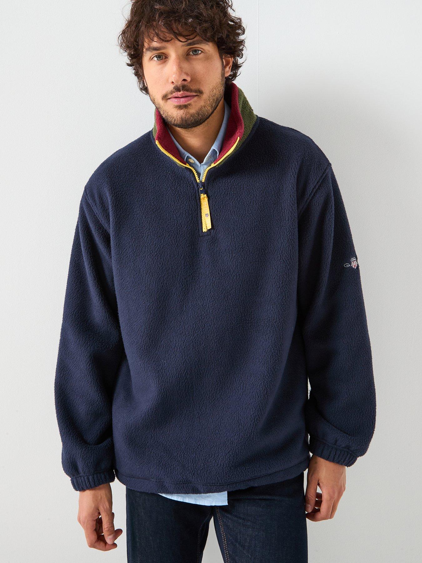 GANT Colourblock Polar Fleece 1/4 Zip Sweat - Navy