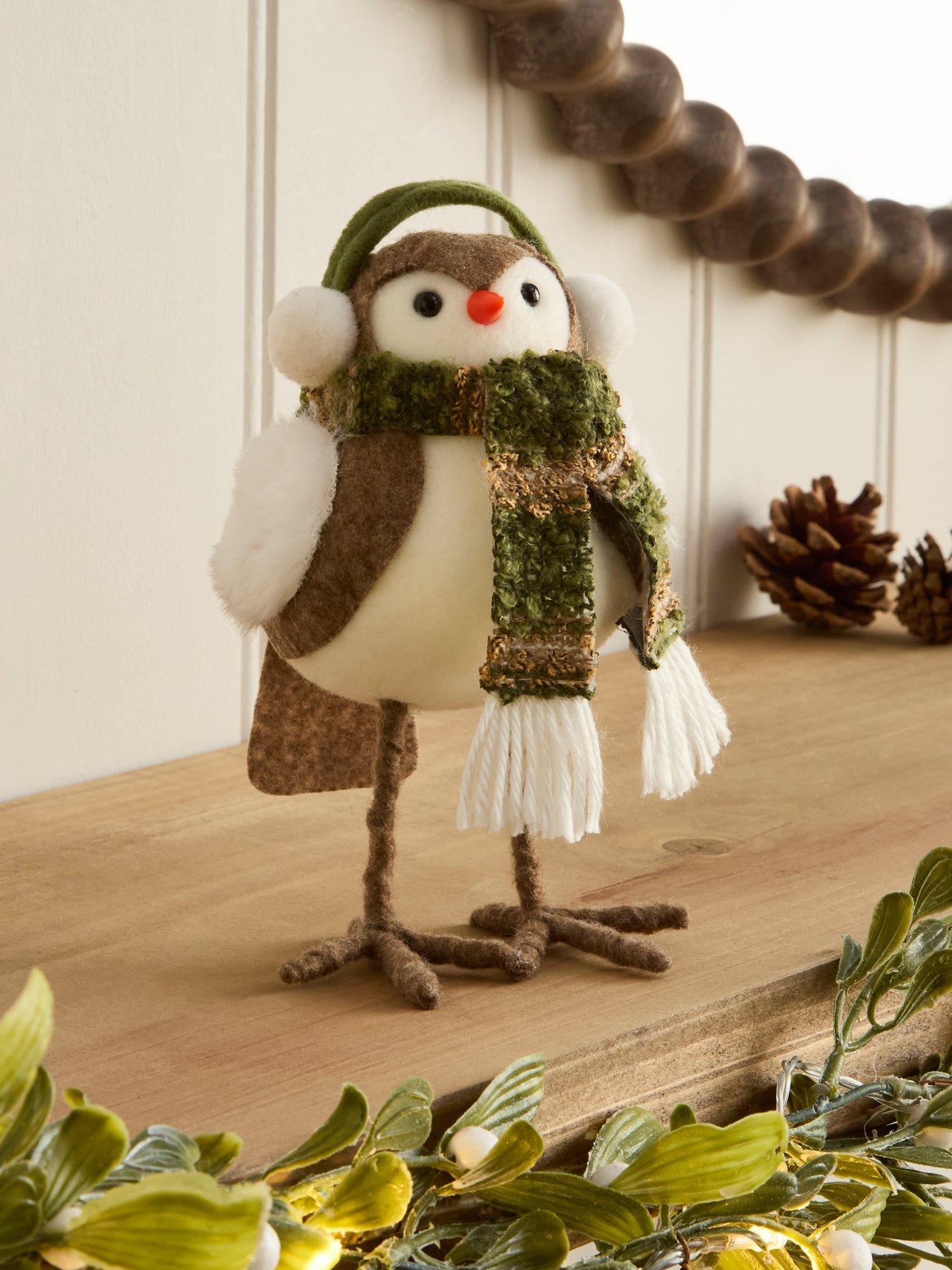 undefined Set of 2 Felt Robins with Scarfs Christmas Decorations