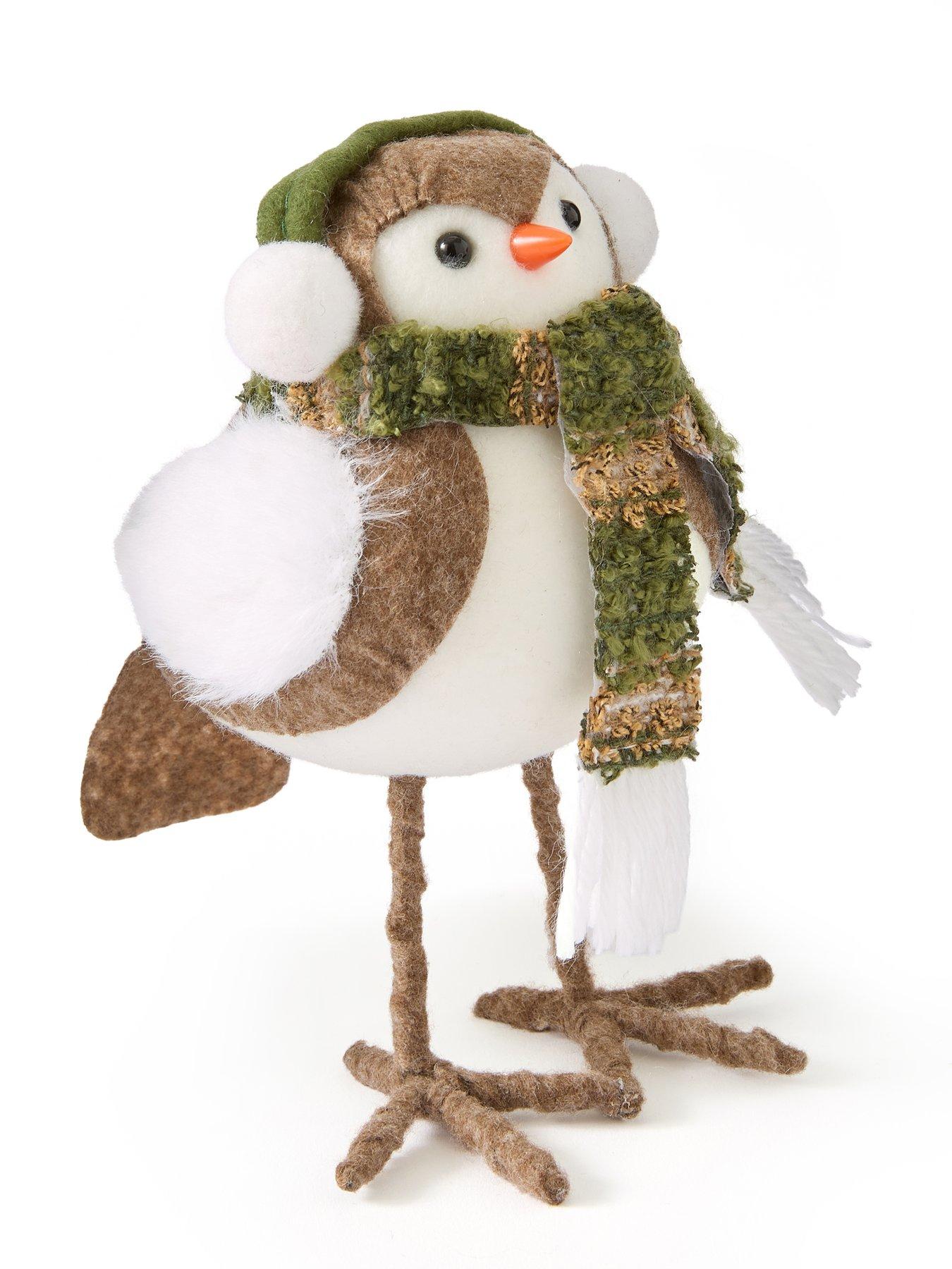 Image 3 of 5 of Festive Set of 2 Felt Robins with Scarfs Christmas Decorations