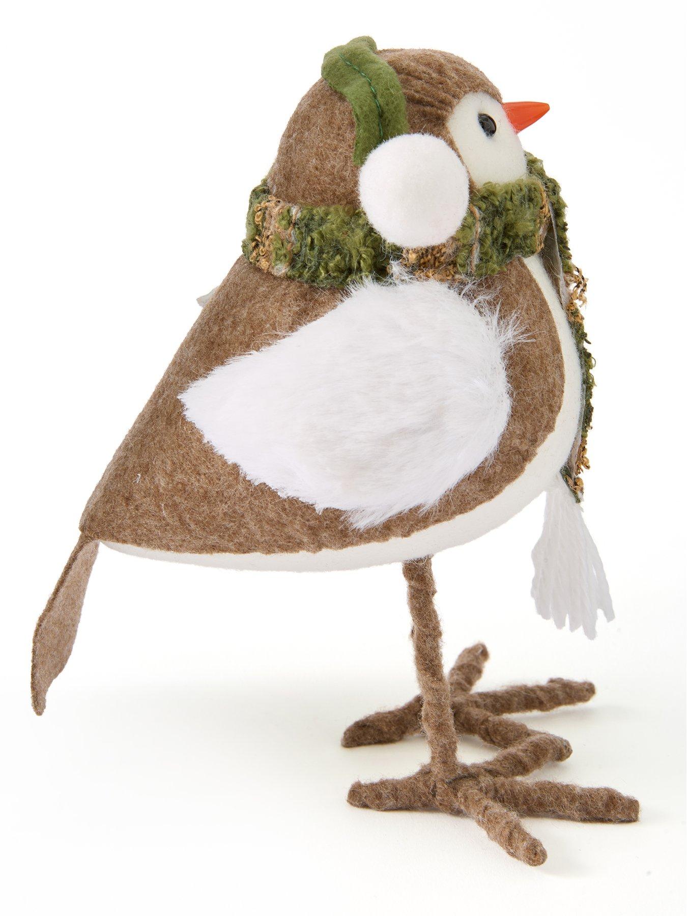 Image 4 of 5 of Festive Set of 2 Felt Robins with Scarfs Christmas Decorations
