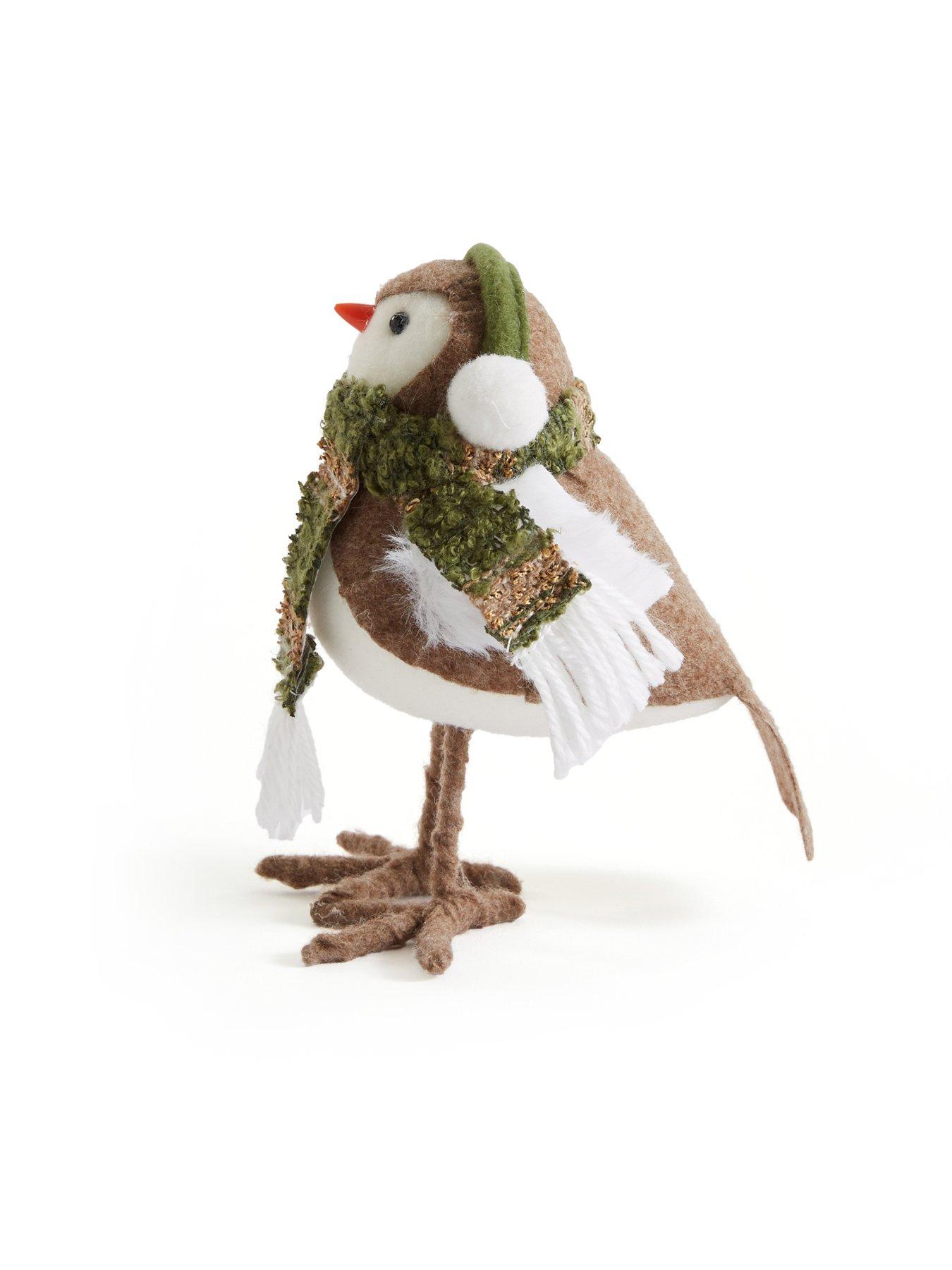 Image 5 of 5 of Festive Set of 2 Felt Robins with Scarfs Christmas Decorations