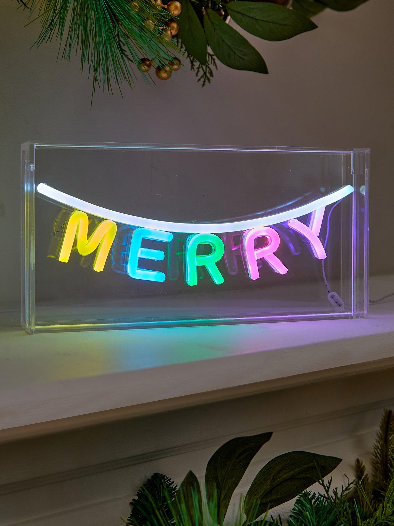 undefined 30 cm Neon Light Up Merry Sign Christmas Decoration