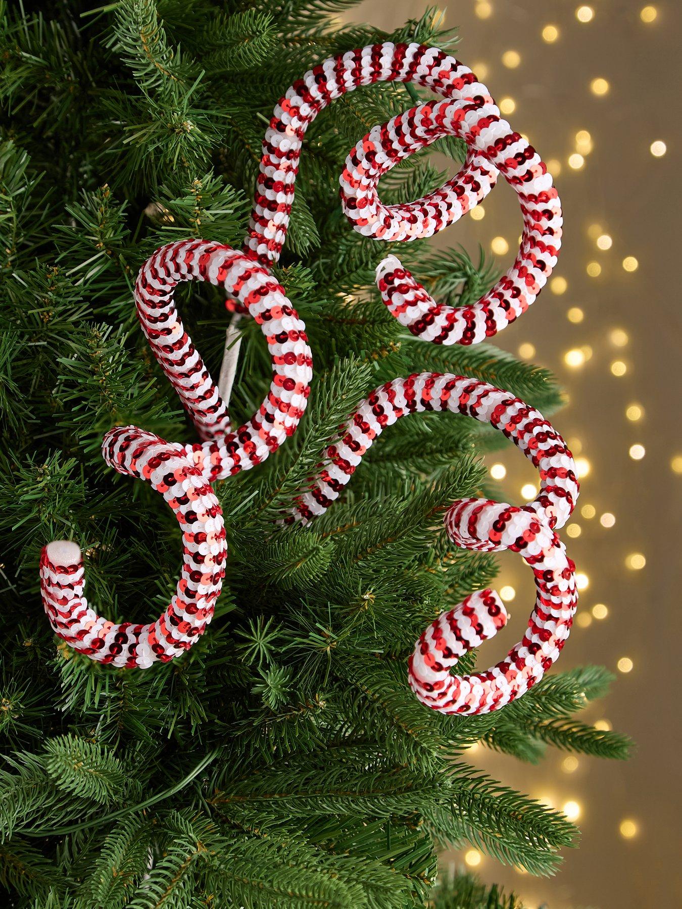 undefined Set of 3 Candy Cane Spiral Christmas Tree Picks
