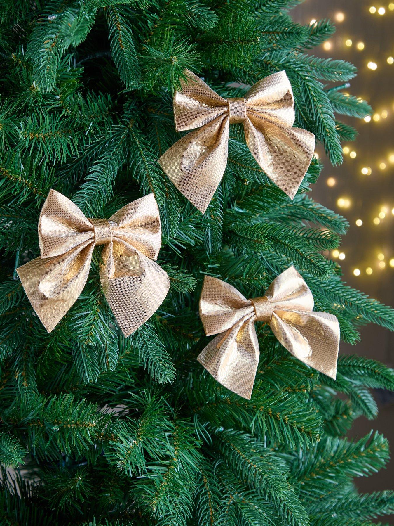 Image 1 of 4 of Festive Set of 9  x 15cm Gold Metalic Bows
