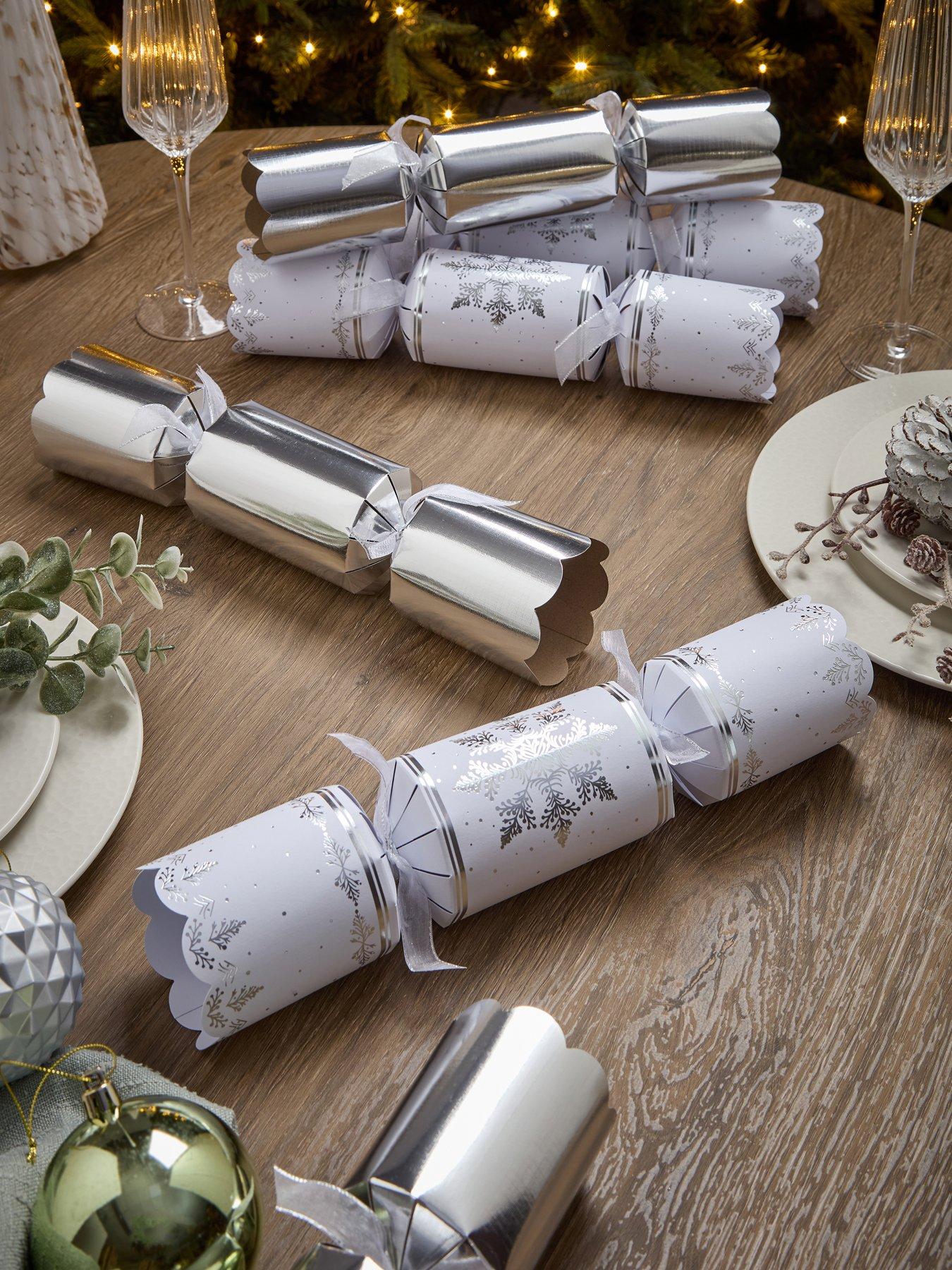 Image 1 of 6 of Festive Tom Smith Pack of 8 Silver Deluxe Christmas Crackers