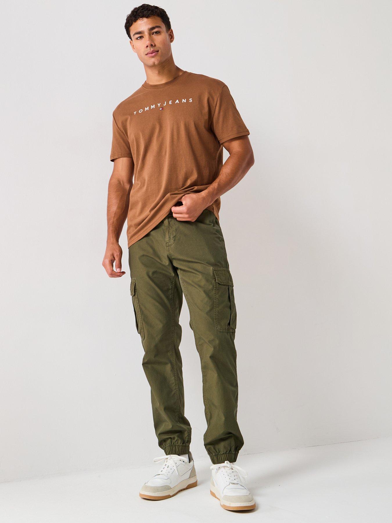 Image 3 of 5 of Tommy Jeans Linear Logo T-Shirt - Brown