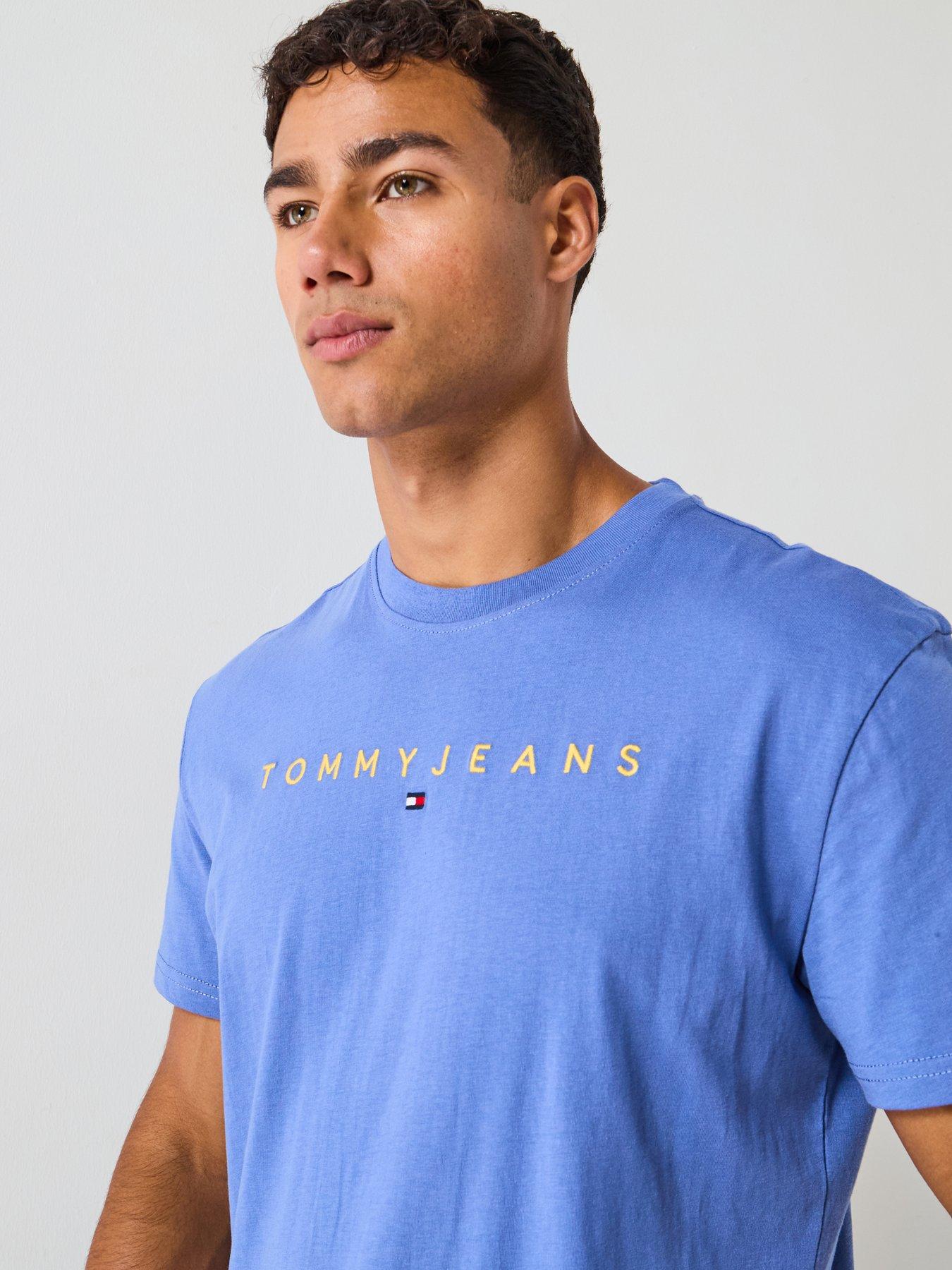 Image 4 of 5 of Tommy Jeans Linear Logo T-Shirt - Blue